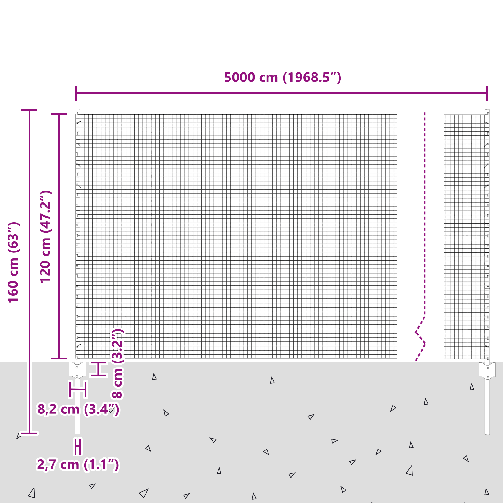 Plasa sudată cu 44 U Posts Gri 1.2 x 50 m Oțel GartenMobel Dekor