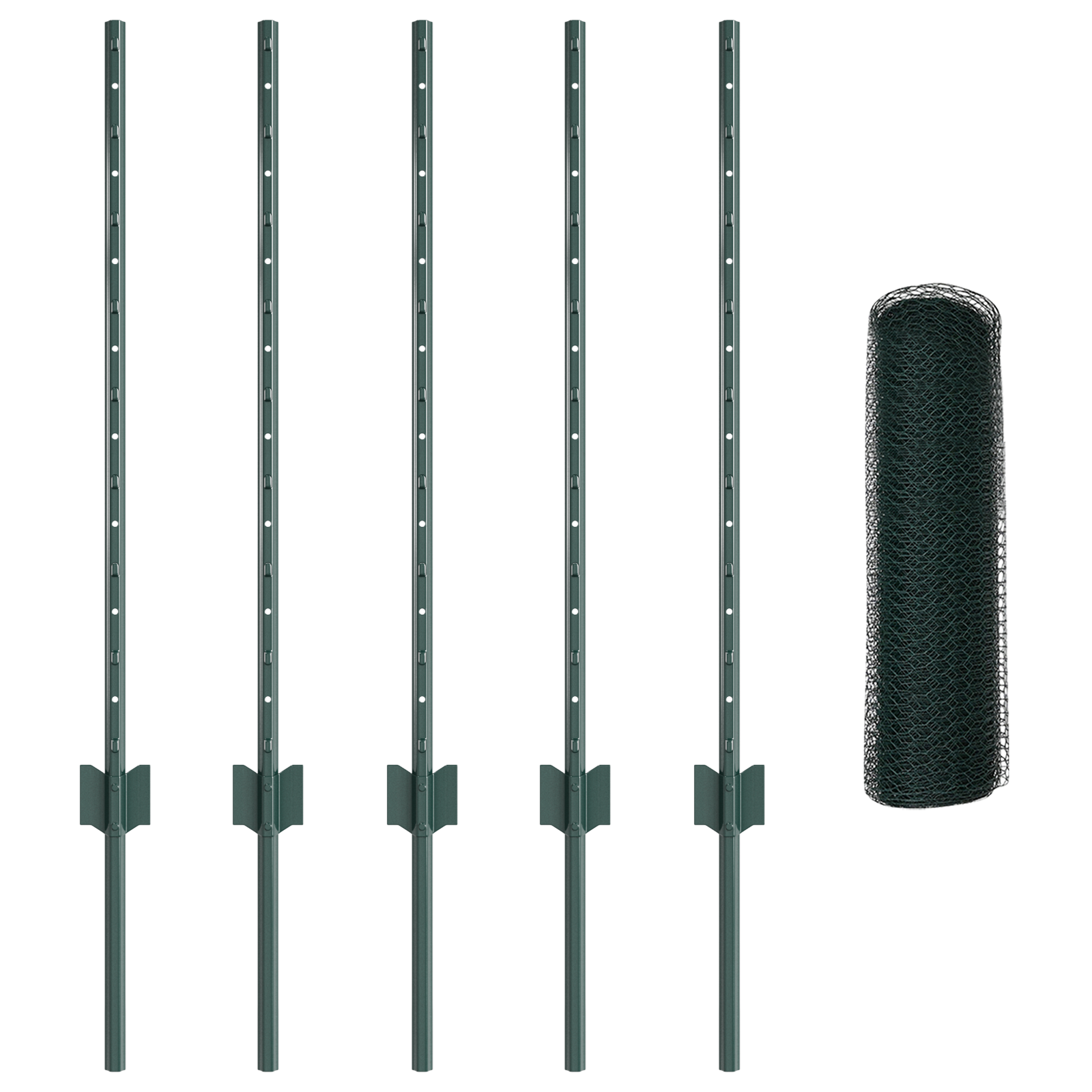 Stâlpi de Gard  5 pcs U-Channel Verde 80 cm Oțel GartenMobel Dekor