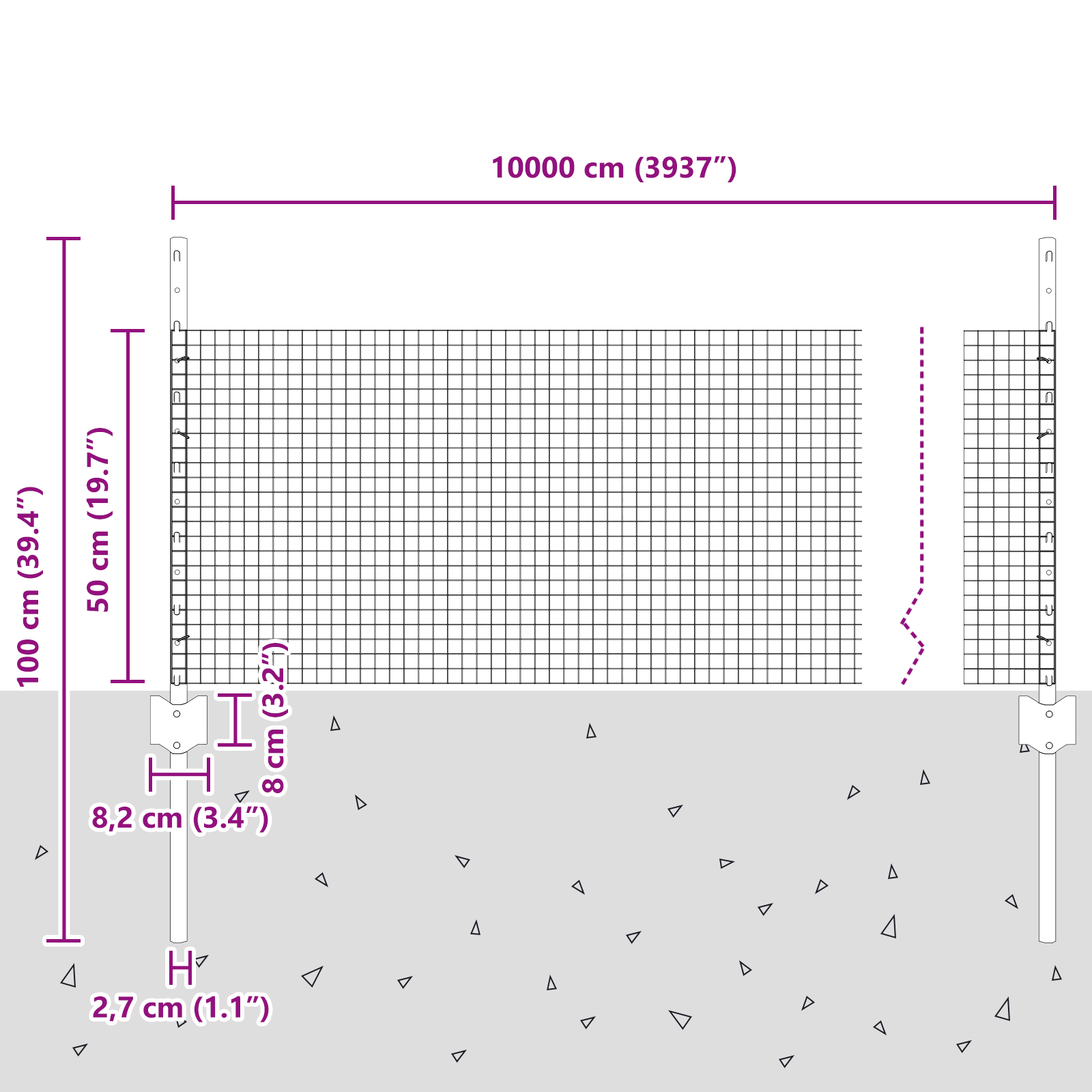 vidaxl Gard de sârmă sudată cu 44 de stâlpi gri 0.5x100 m din oțel GartenMobel Dekor