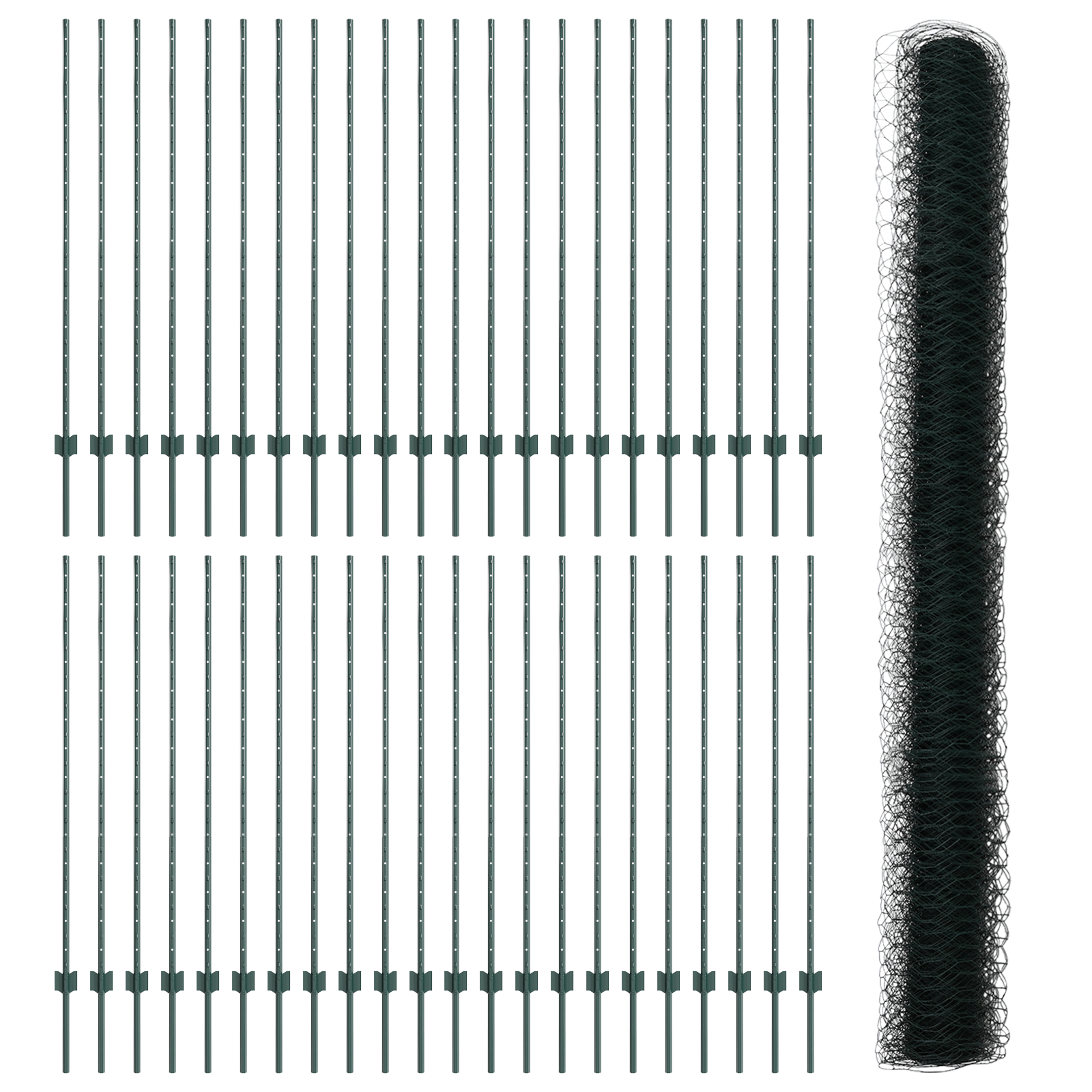Stâlpi de Gard 11 buc Canale U Verde 140 cm Oțel GartenMobel Dekor