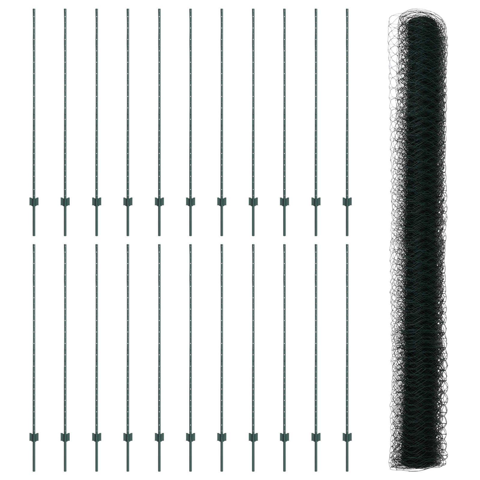 Posturi de Gard  11 pcs U-Channel Verde 160 cm Oțel GartenMobel Dekor