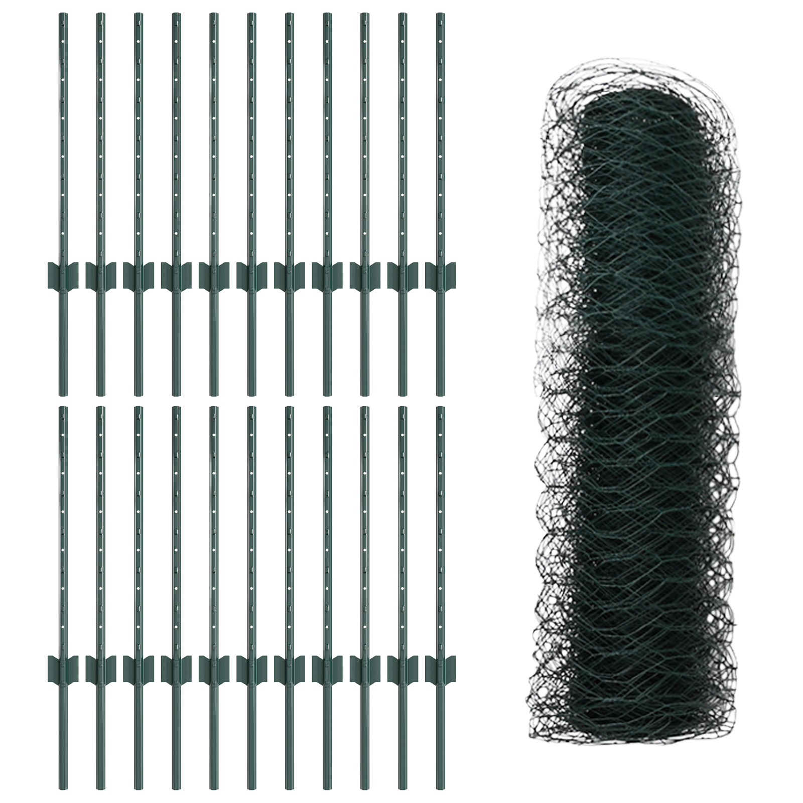 Stâlpi Gard  11 buc U-Channel Verde 60 cm Oțel GartenMobel Dekor