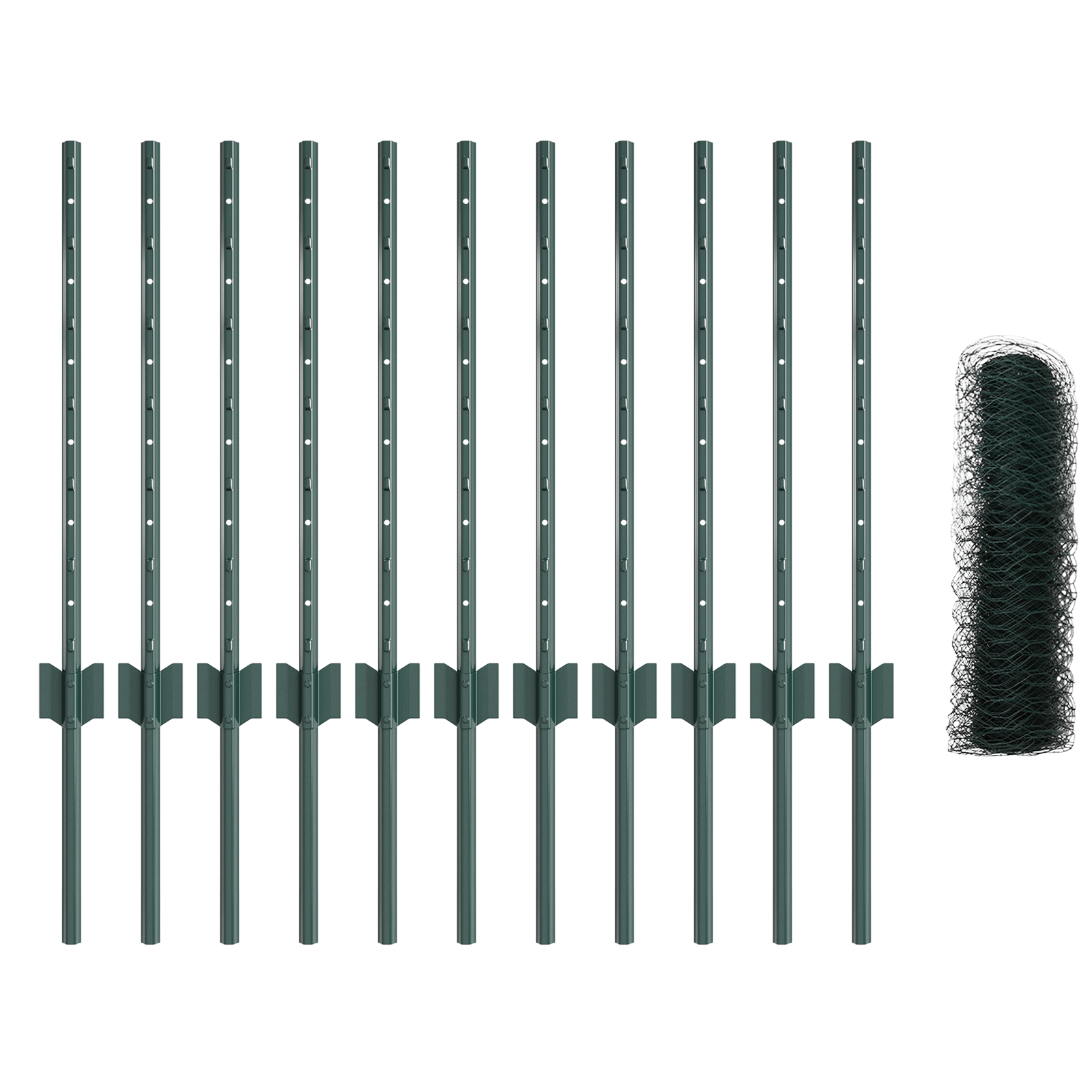 Stâlpi Gard 11 piese U-Channel Verde 60 cm Oțel GartenMobel Dekor