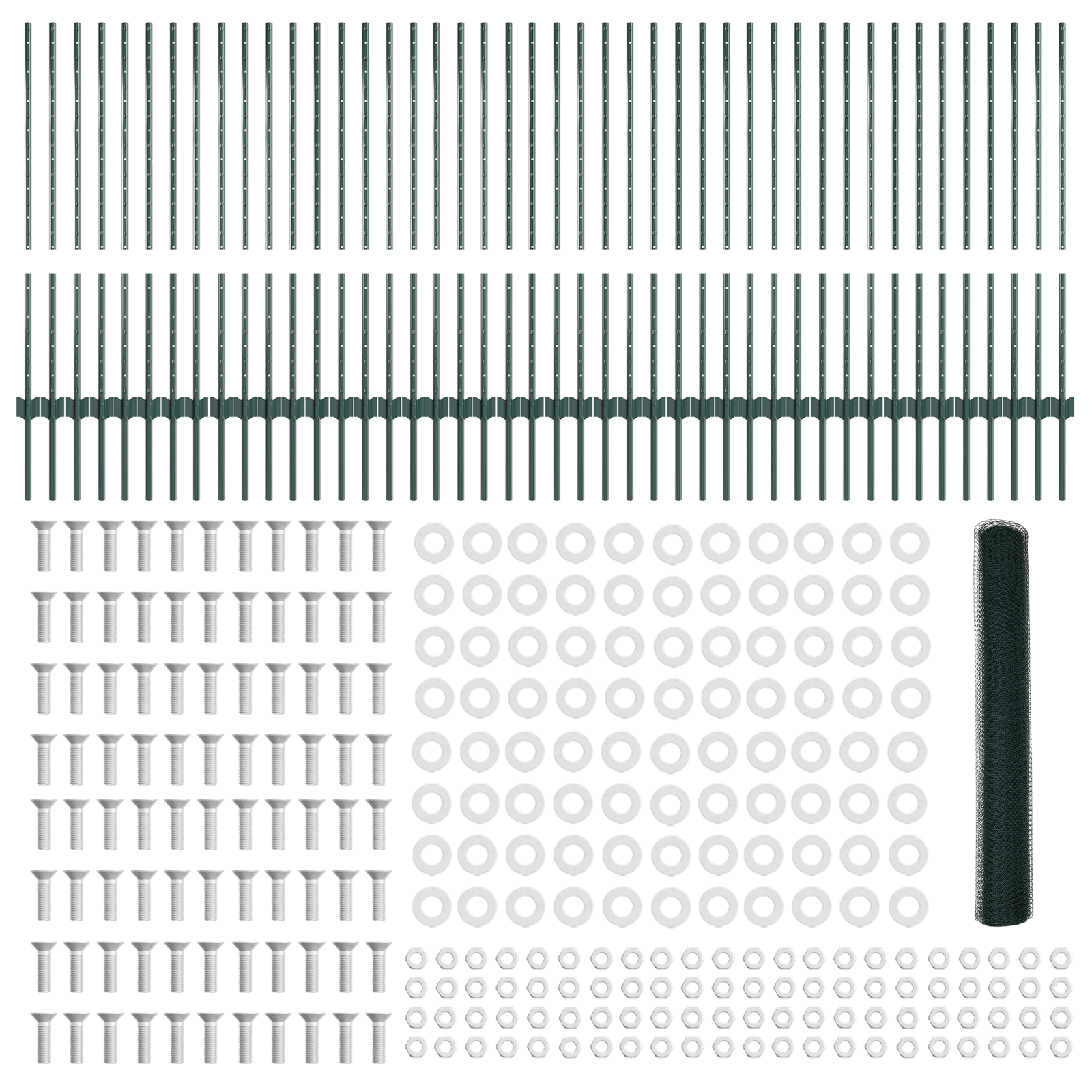 Stâlpi Îngrădire  11 pcs U-Channel Verde 100 cm Oțel GartenMobel Dekor