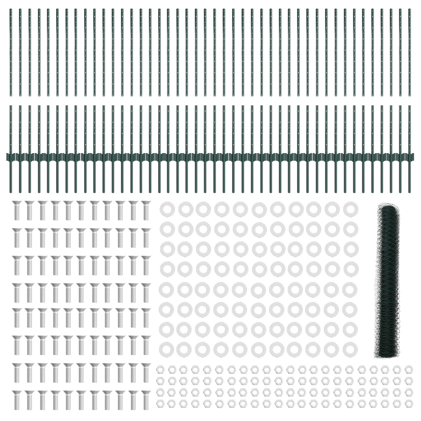Stâlpi de Gard  11 buc U-Canal Verde 100 cm Oțel GartenMobel Dekor