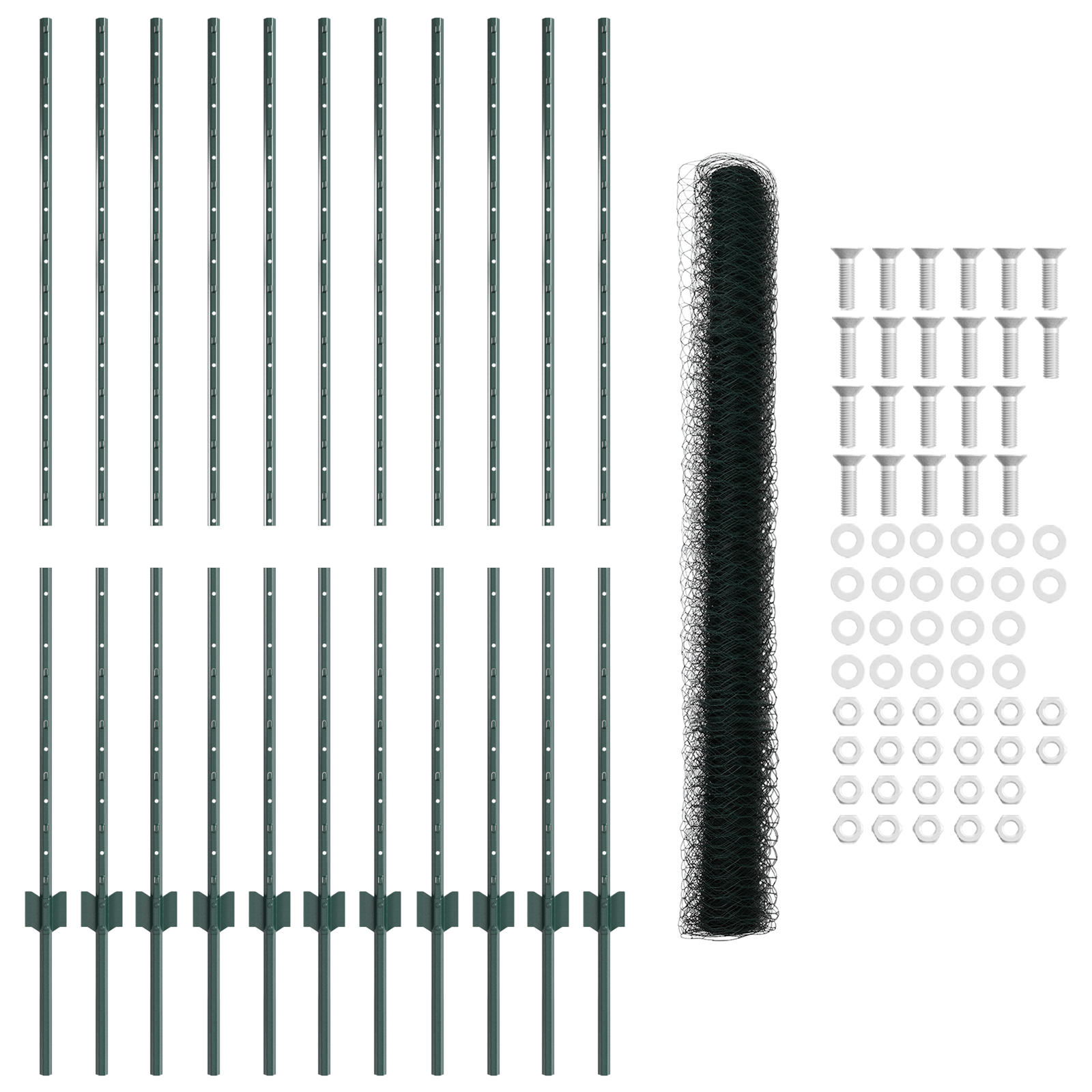 Stâlpi de Gard  11 buc U-Channel Verde 140 cm Oțel GartenMobel Dekor