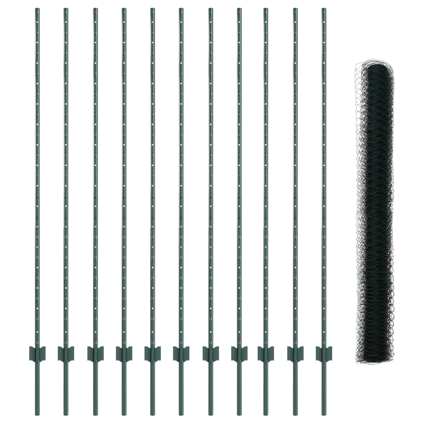 Stâlpi de gard  11 pcs U-Channel Verde 160 cm Oțel GartenMobel Dekor