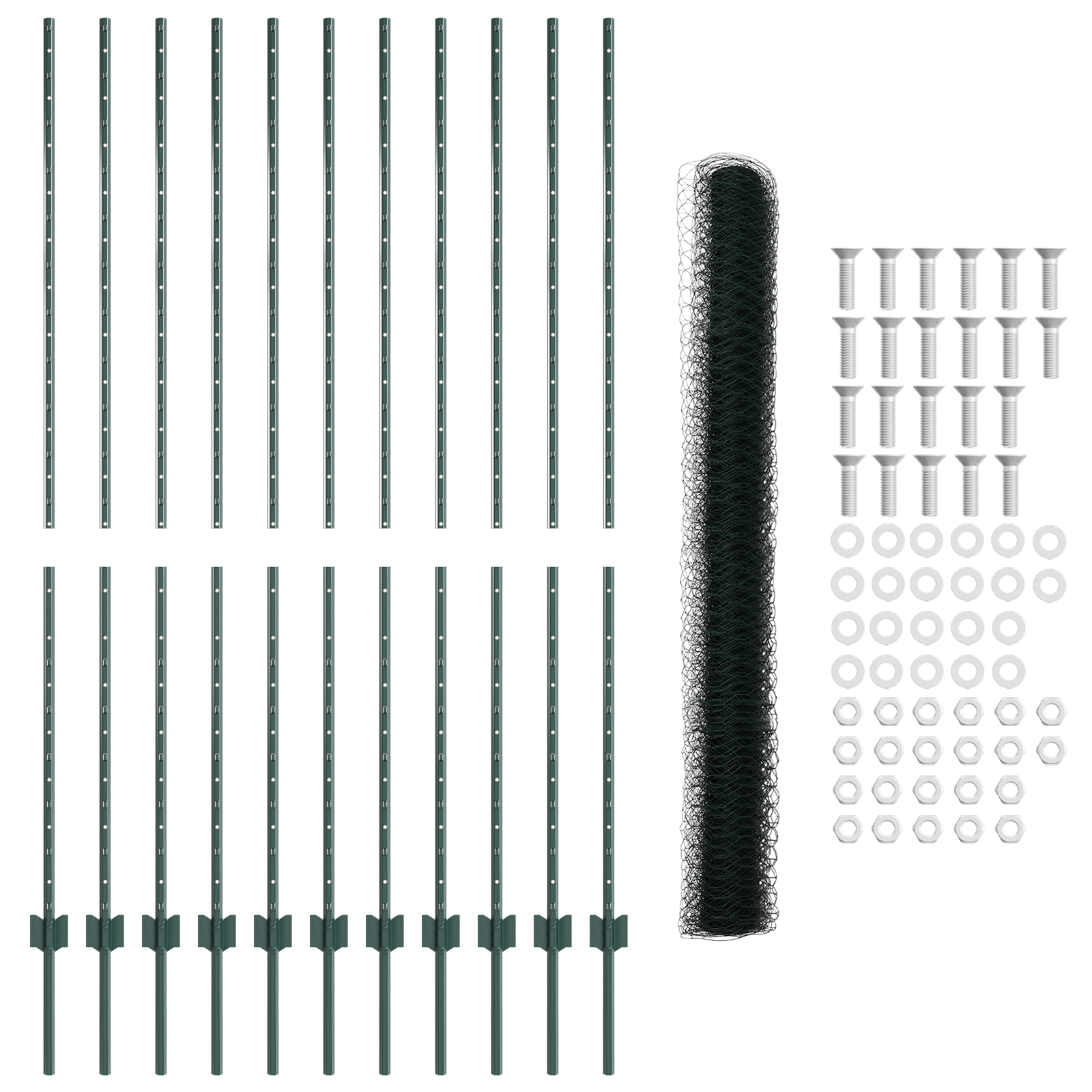 Stâlpi de gard  11 pcs U-Channel Verde 160 cm Oțel GartenMobel Dekor