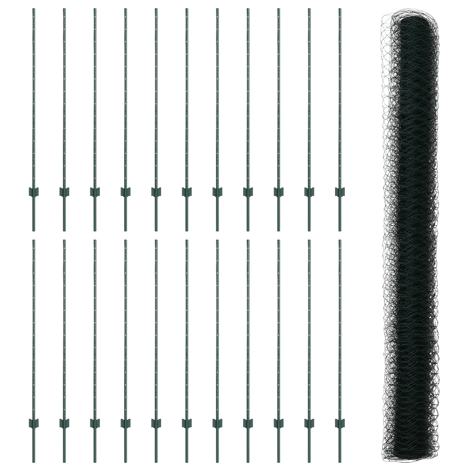 Stâlpi pentru Îngrădire  11 buc U-Channel Verde 140 cm Oțel GartenMobel Dekor