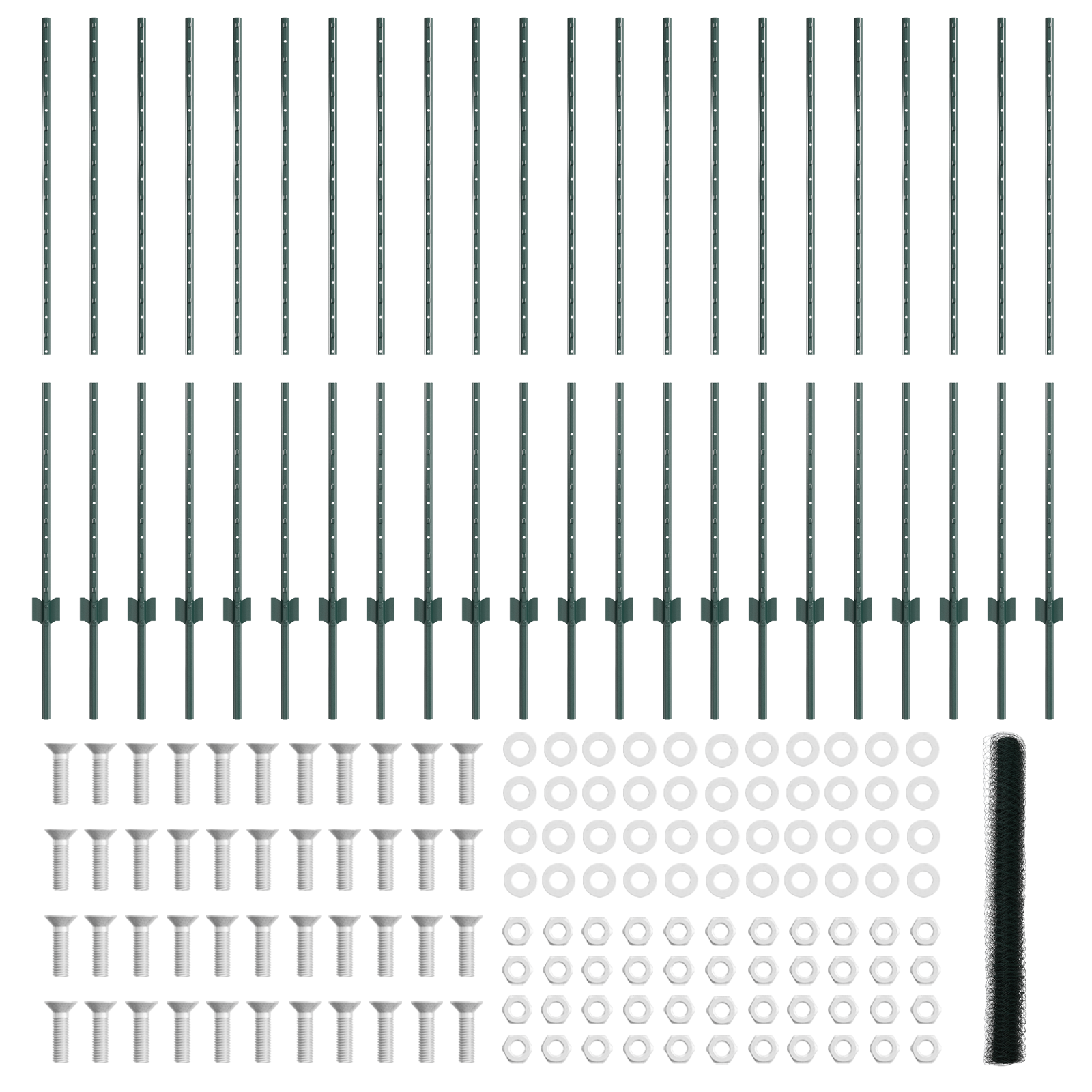 Stâlpi pentru Îngrădire  11 buc U-Channel Verde 140 cm Oțel GartenMobel Dekor
