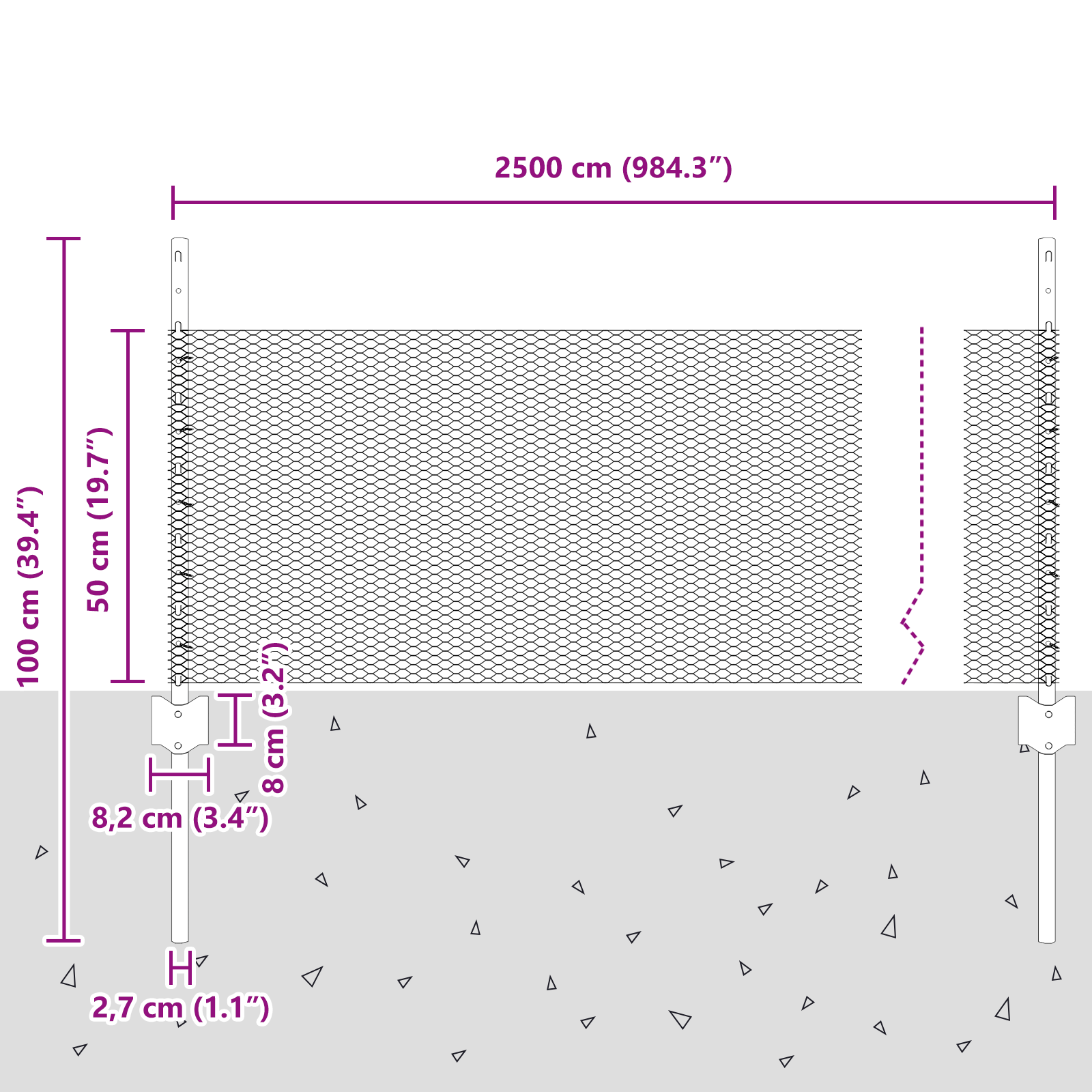Set de Gard Set de 2 Gri Plasă de oțel Gard 25 x 0.5 m Portabil GartenMobel Dekor