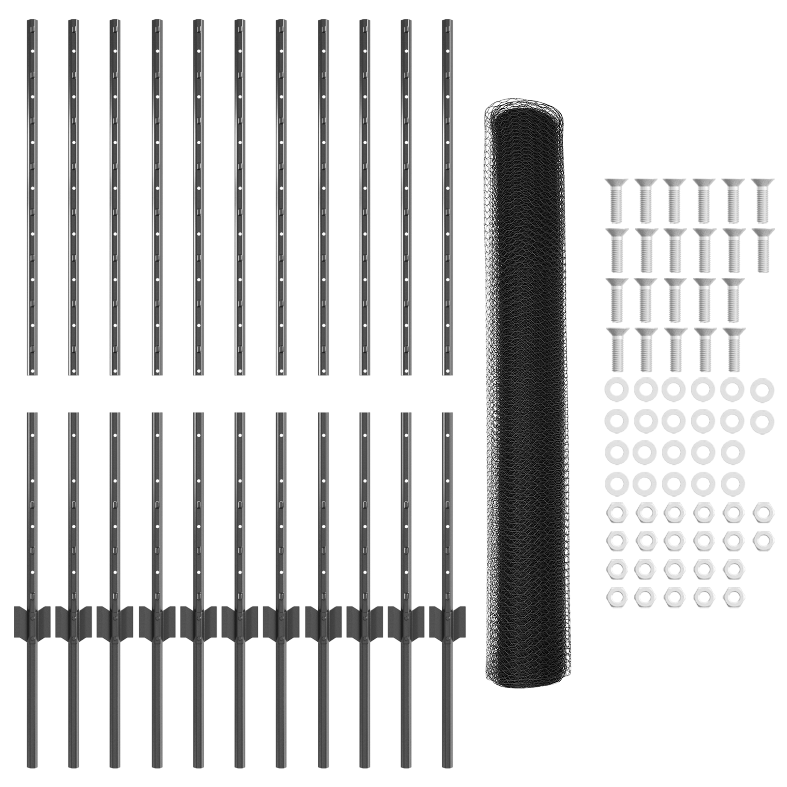 Set de îngrădire de grădină Set de 2 Gri Metal 25 x 1 m Durabil GartenMobel Dekor