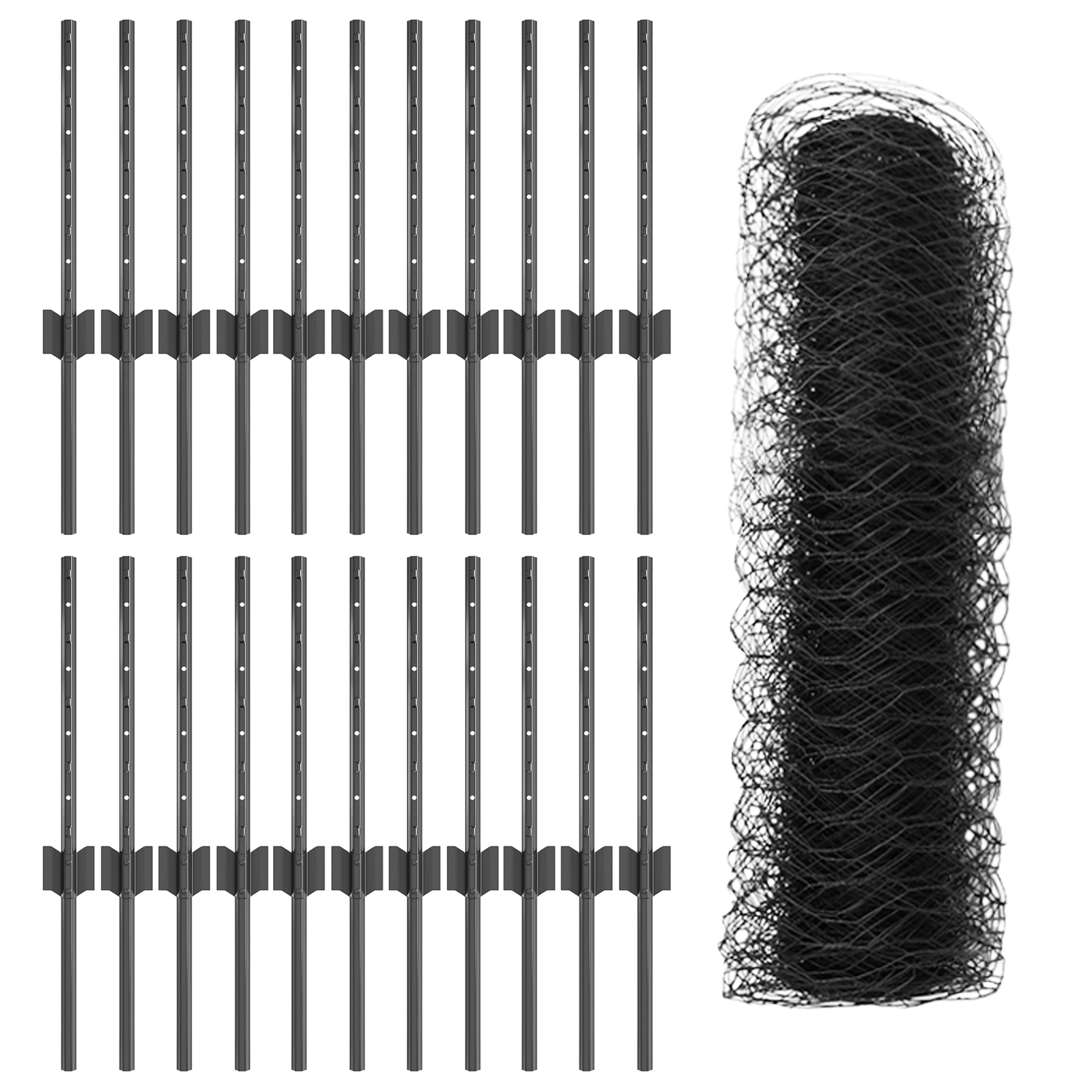 Pockets Gard 11 buc U-Channel Gri 40 cm Oțel GartenMobel Dekor