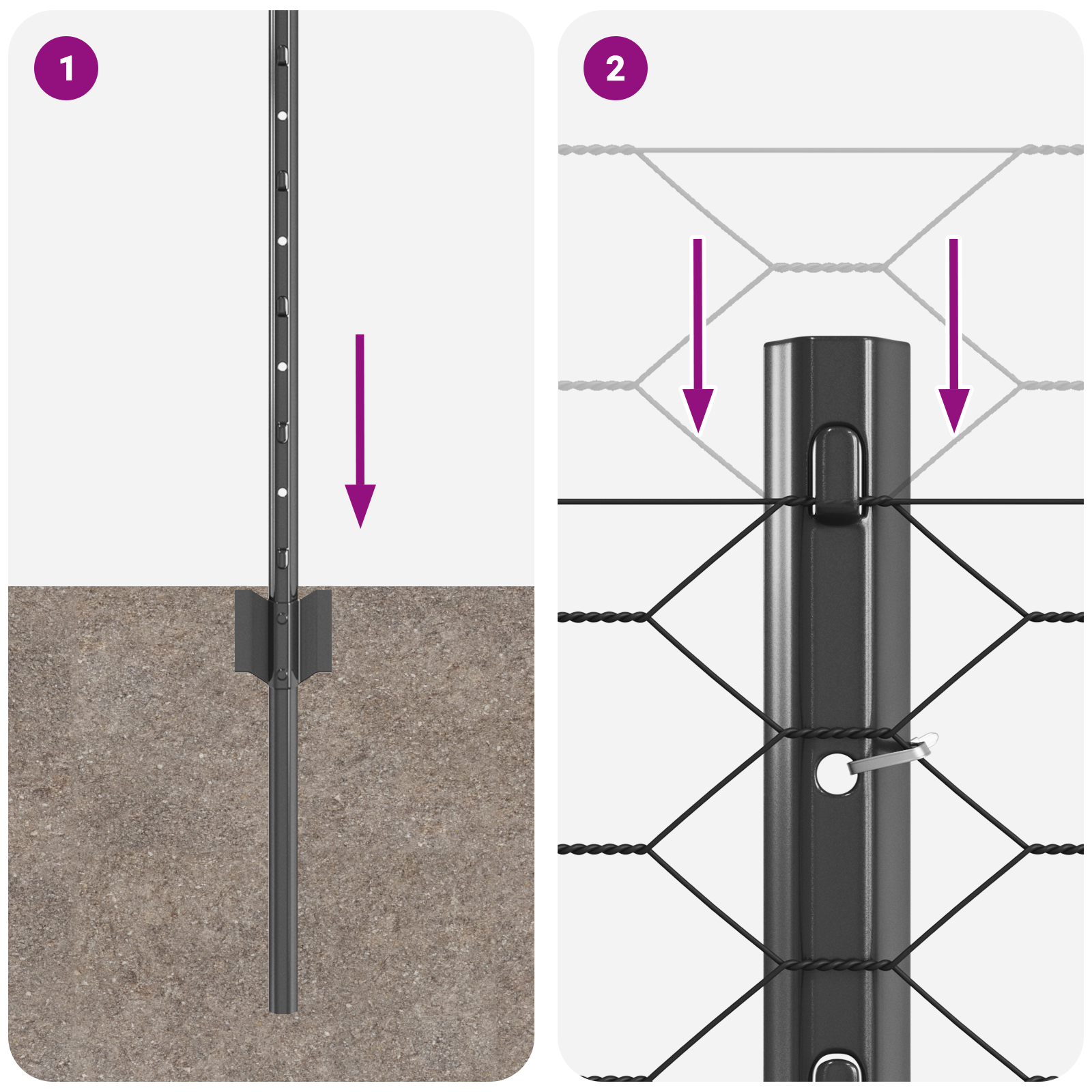 Posturi de Gard  11 pcs U-Channel Gri 60 cm Oțel GartenMobel Dekor