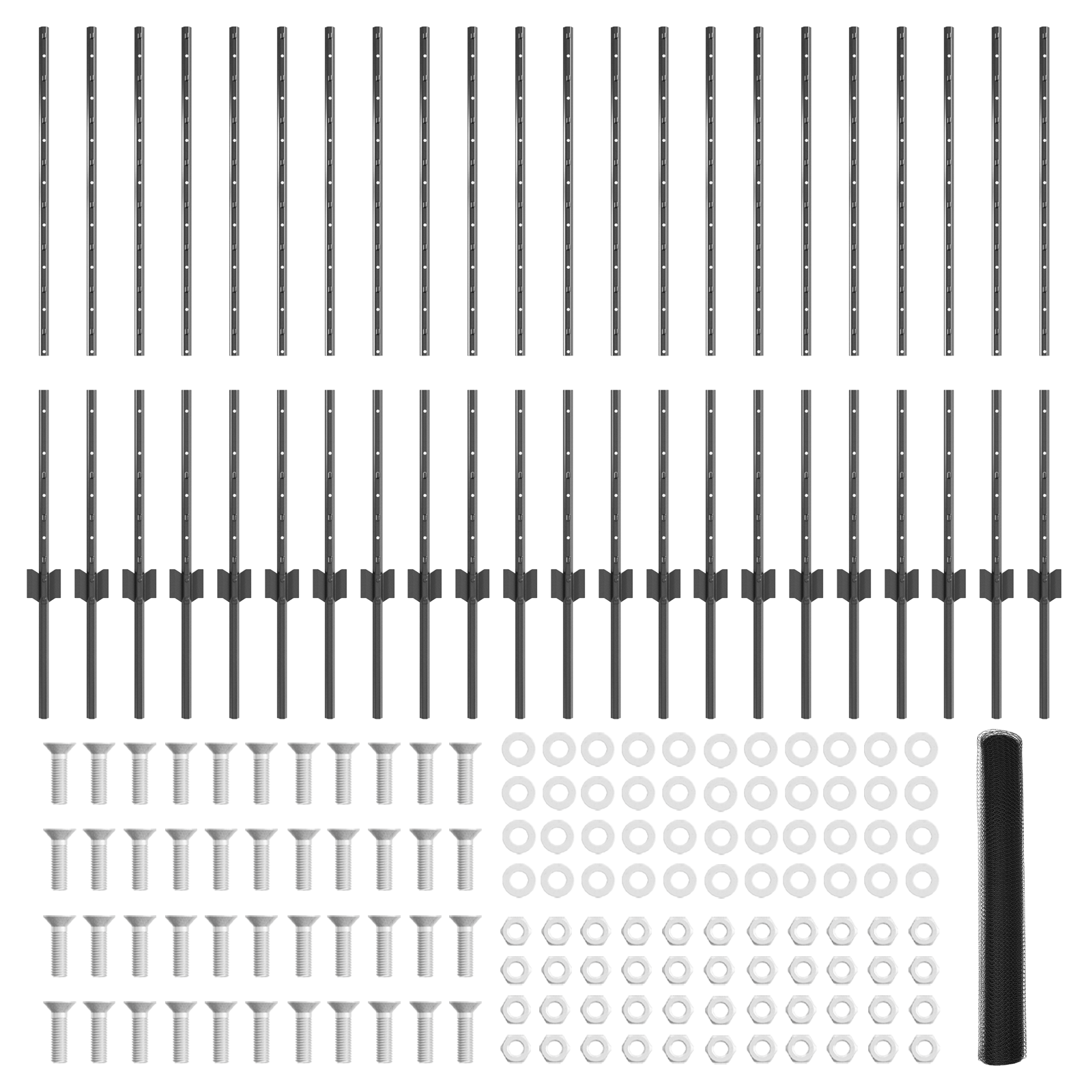 Posturi de Gard 22 buc U-Channel Gri 100 cm Oțel GartenMobel Dekor