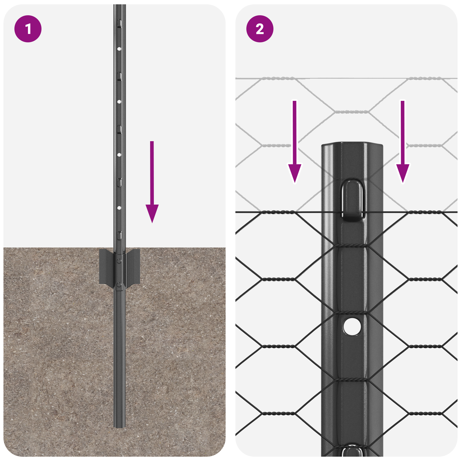 Posturi de gard 11 pcs U-Channel Gri 60 cm Oțel GartenMobel Dekor