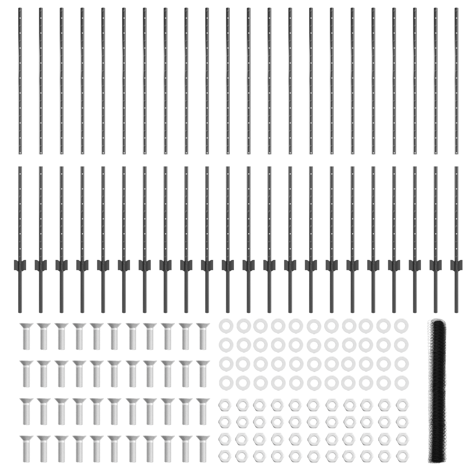 Posturi de gard  22 pcs U-Channel Gri 140 cm Oțel GartenMobel Dekor