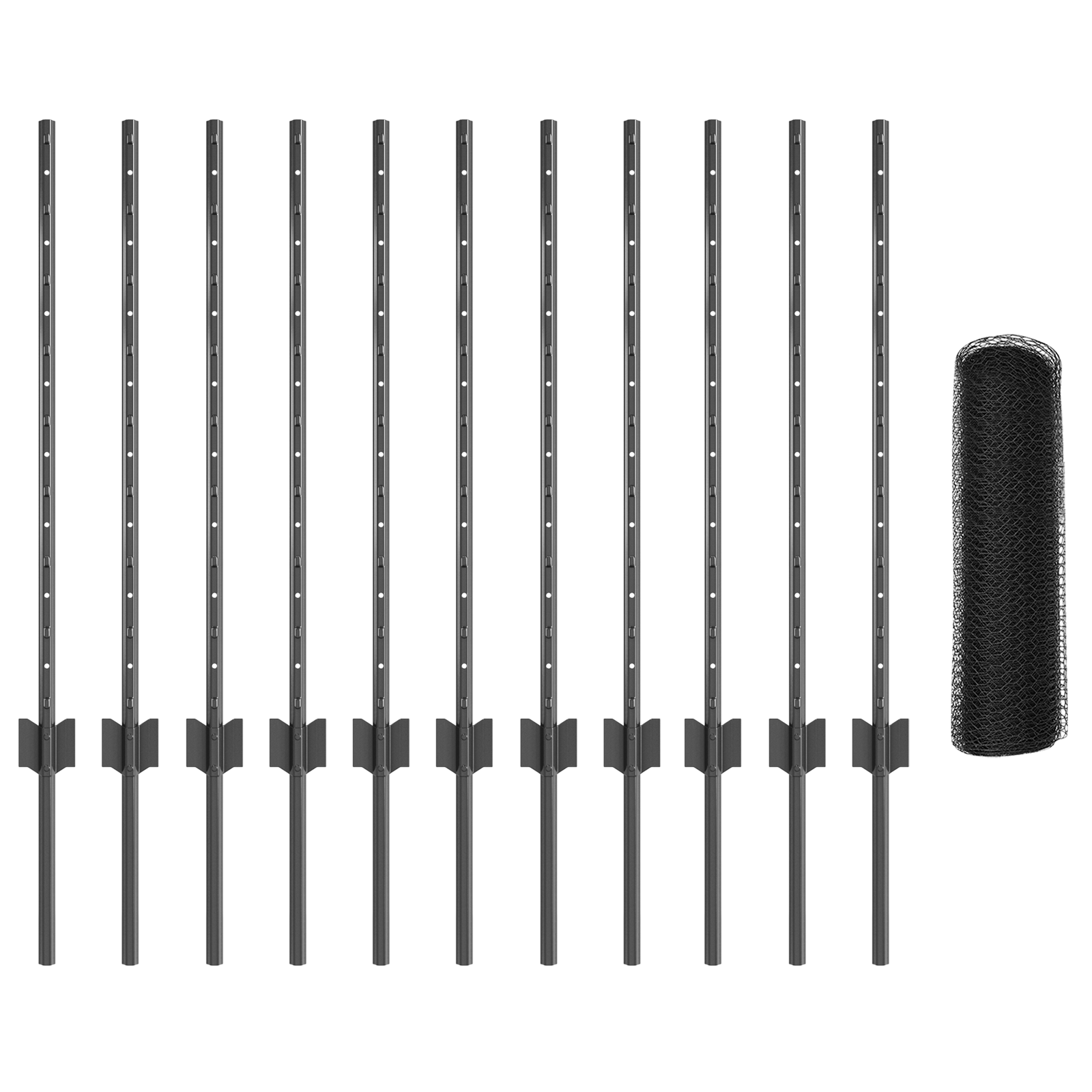 Posturi de îngrădire  11 buc U-Channel gri 80 cm oțel GartenMobel Dekor