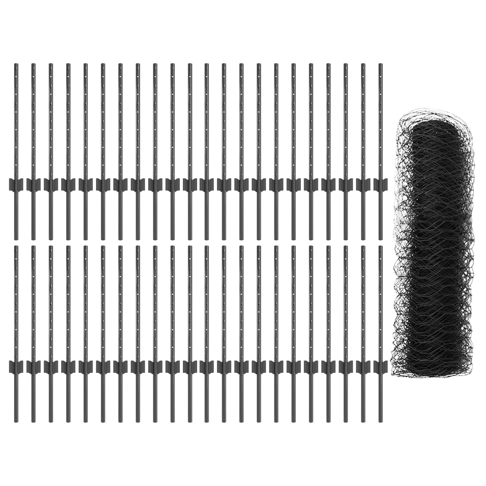 Stâlpi Gard  11 pcs U-Channel Gri 60 cm Oțel GartenMobel Dekor