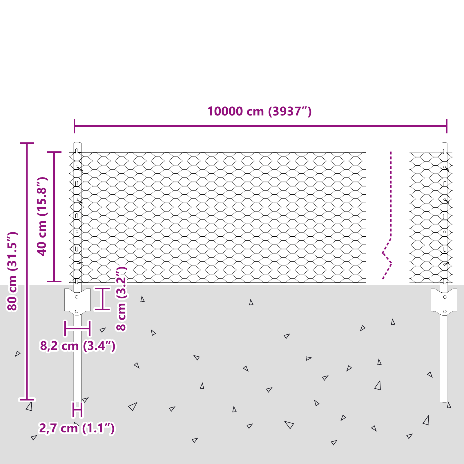 Stâlpi de Gard 11 buc U-Channel Gri 40 cm Oțel GartenMobel Dekor