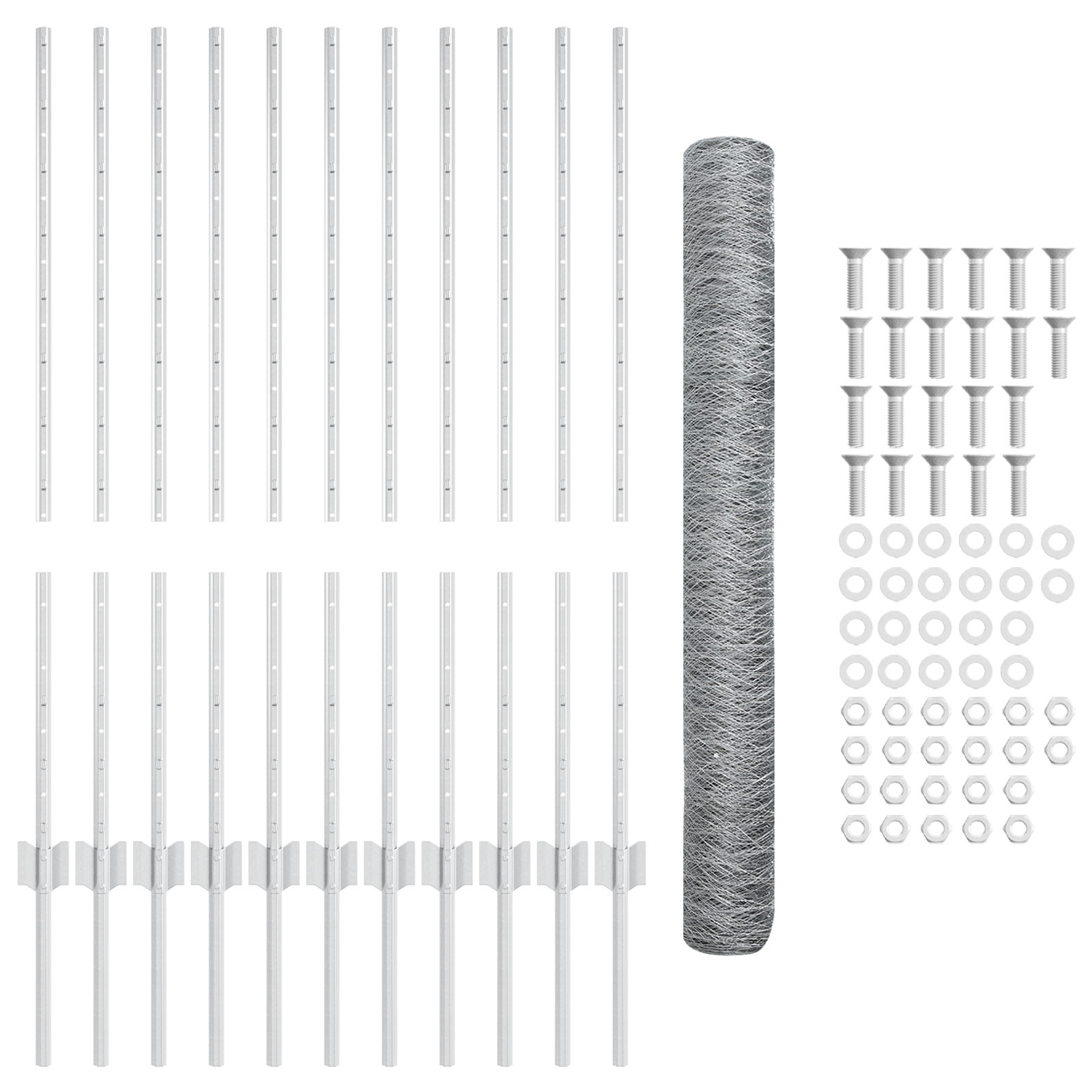 Gard hexagonal cu 22 stâlpi U argintiu 1x25 m din oțel GartenMobel Dekor