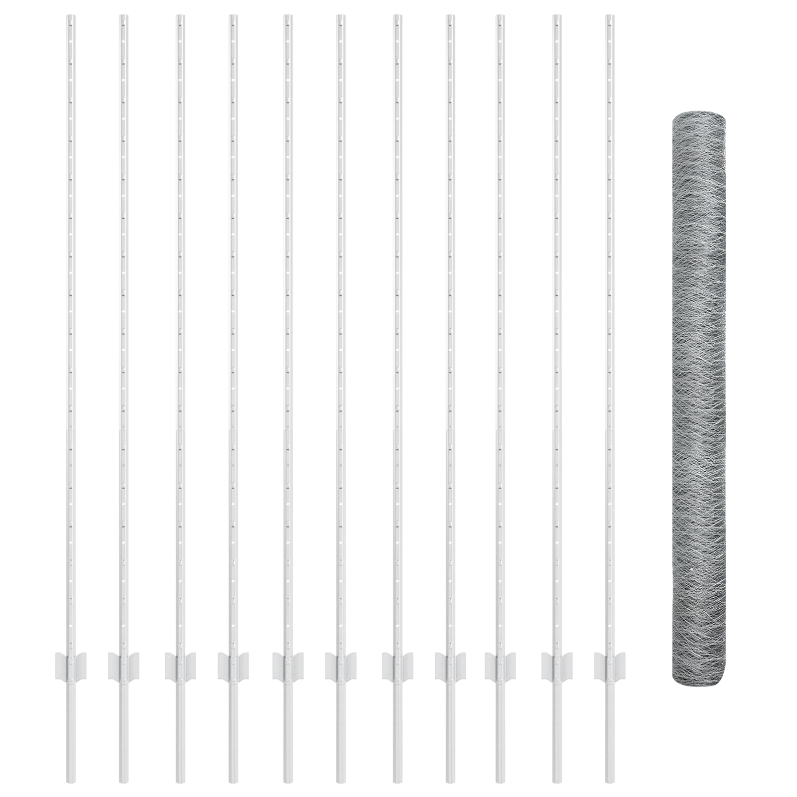 Set plasă hexagonală Set de 2 Oțel galvanizat 25 x 1.5 m Durabil GartenMobel Dekor