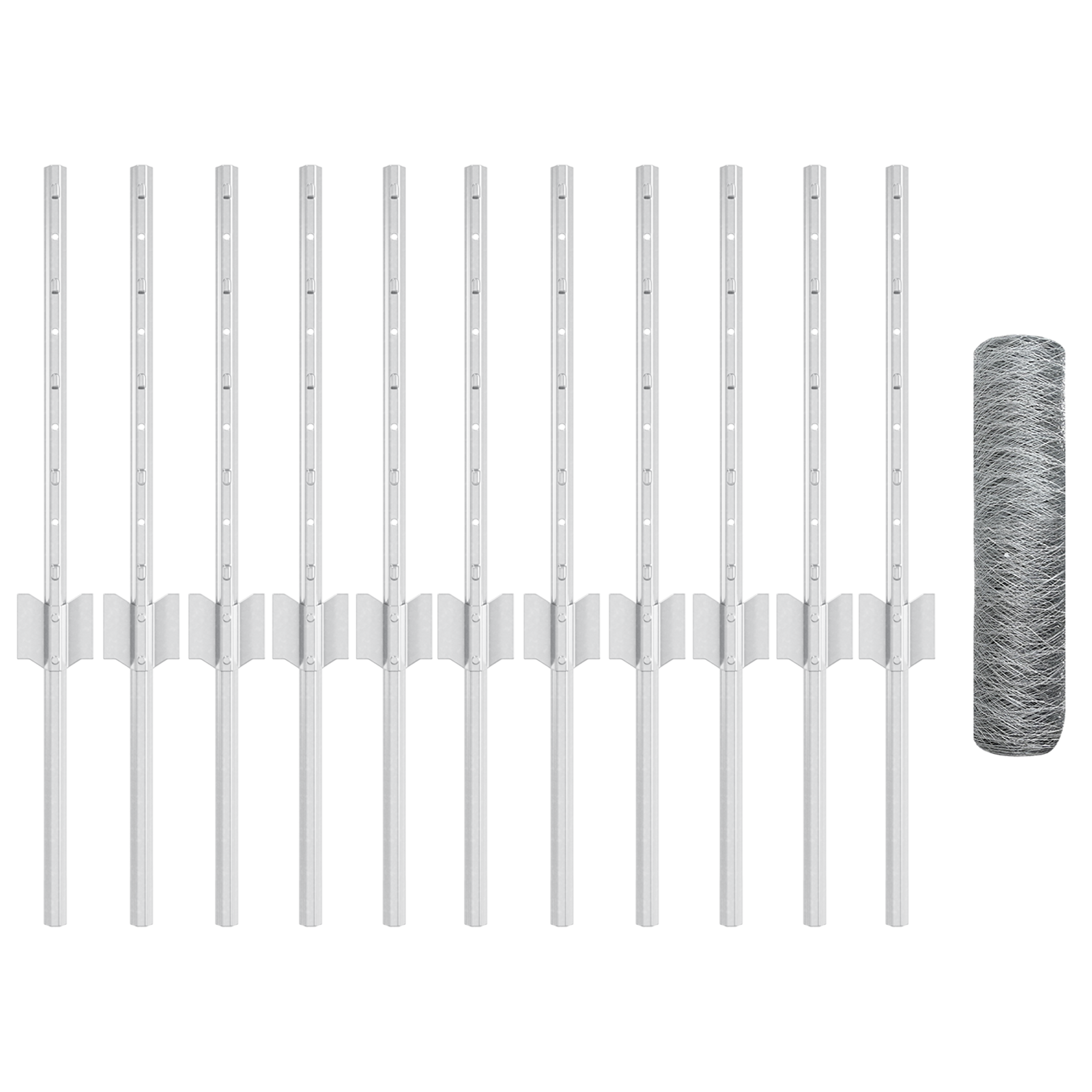 Stâlpi de gard 11 pcs U-Channel 40 cm Oțel galvanizat GartenMobel Dekor