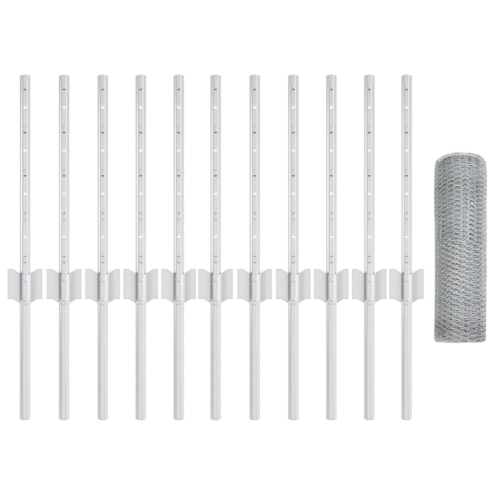 Piloni pentru îngrădire 11 buc U-Channel 40 cm Oțel galvanizat GartenMobel Dekor