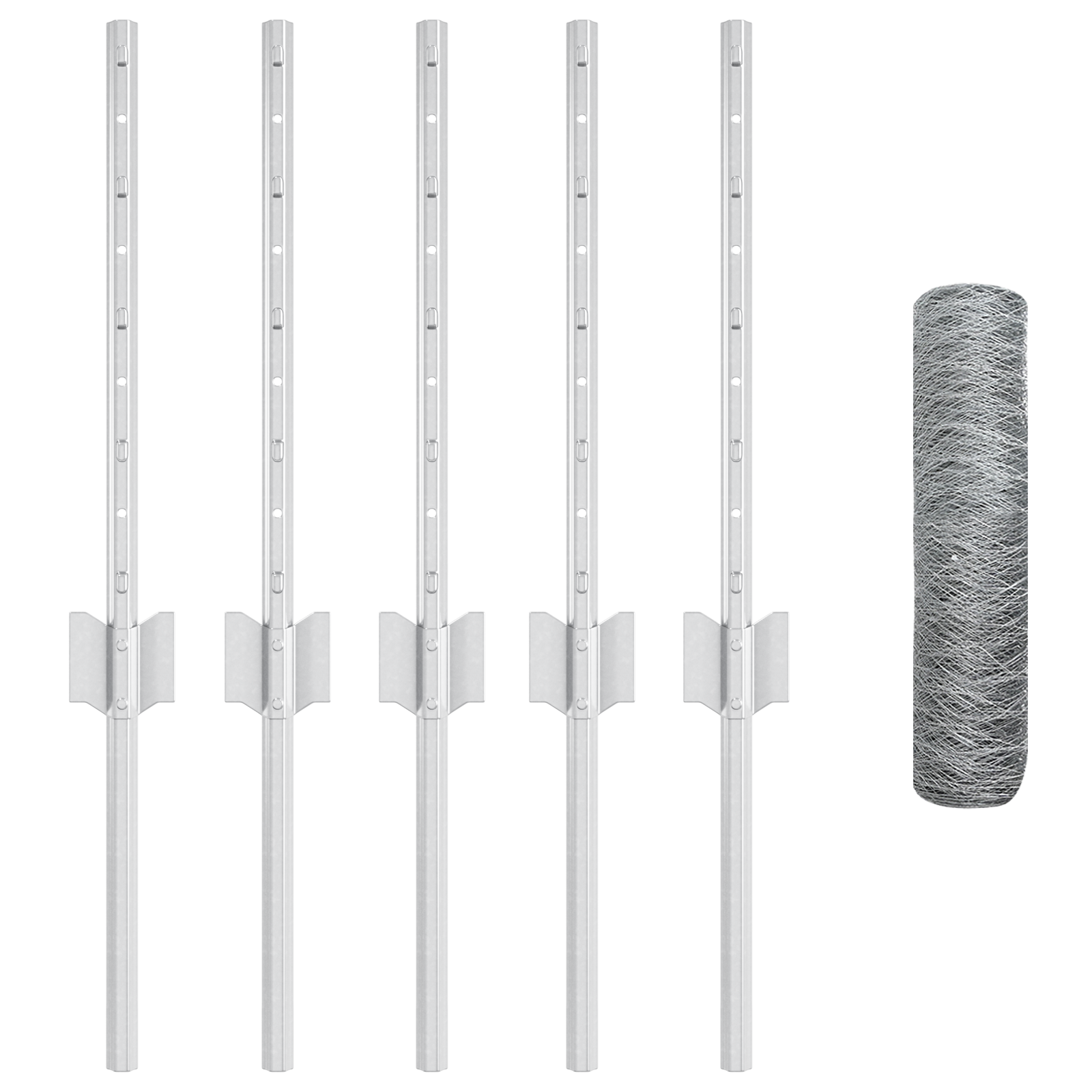 Set de stâlpi pentru gard 5 pcs U-Channel 40 cm Oțel galvanizat GartenMobel Dekor