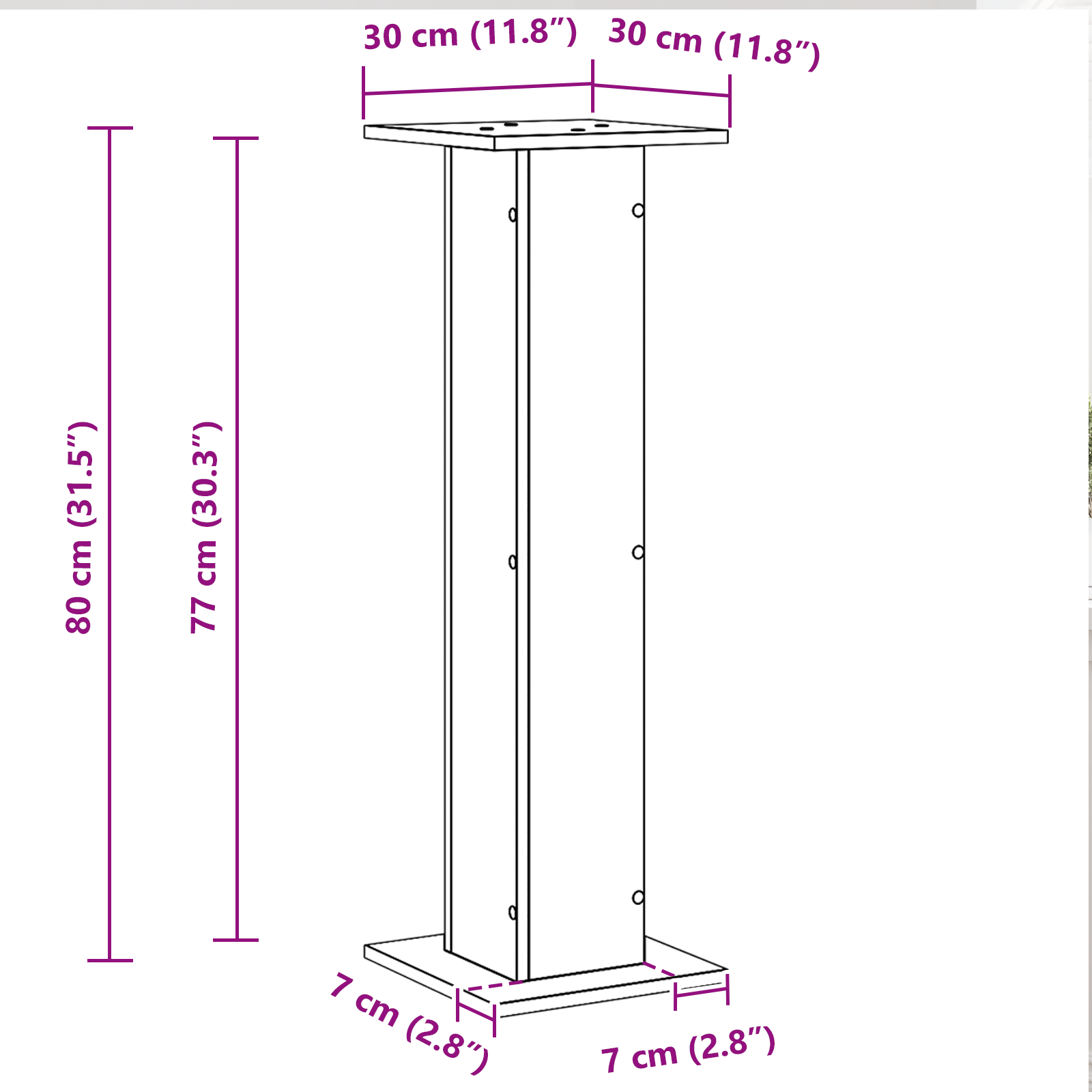 Suport plante, 2 buc., stejar negru, 30x30x80 cm lemn prelucrat GartenMobel Dekor