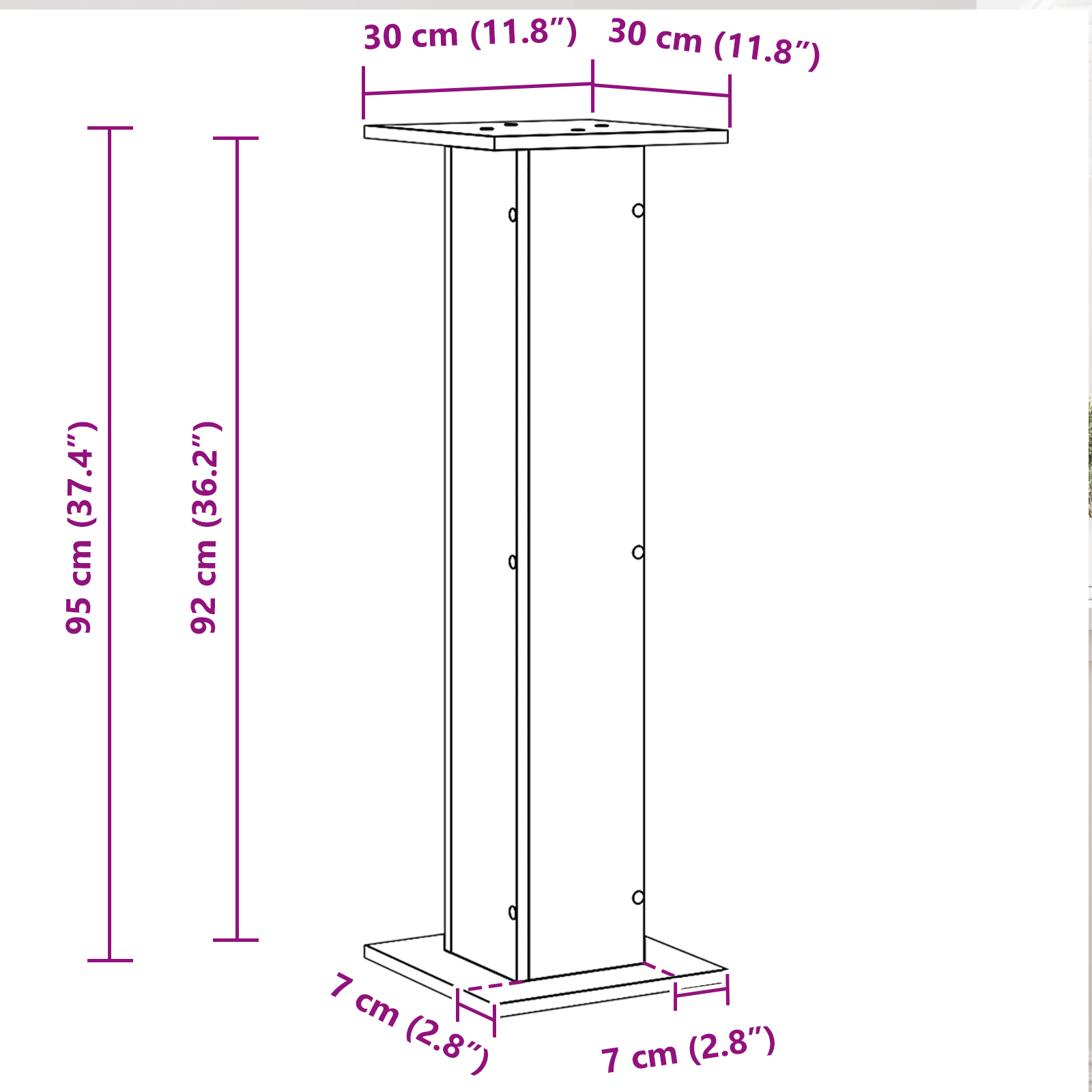 Suport plante, 2 buc., stejar negru, 30x30x95 cm lemn prelucrat GartenMobel Dekor