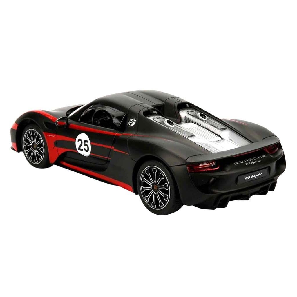 MASINA CU TELECOMANDA PORSCHE 918 SPYDER WEISSACH NEGRU SCARA 1 LA 14 SuperHeroes ToysZone