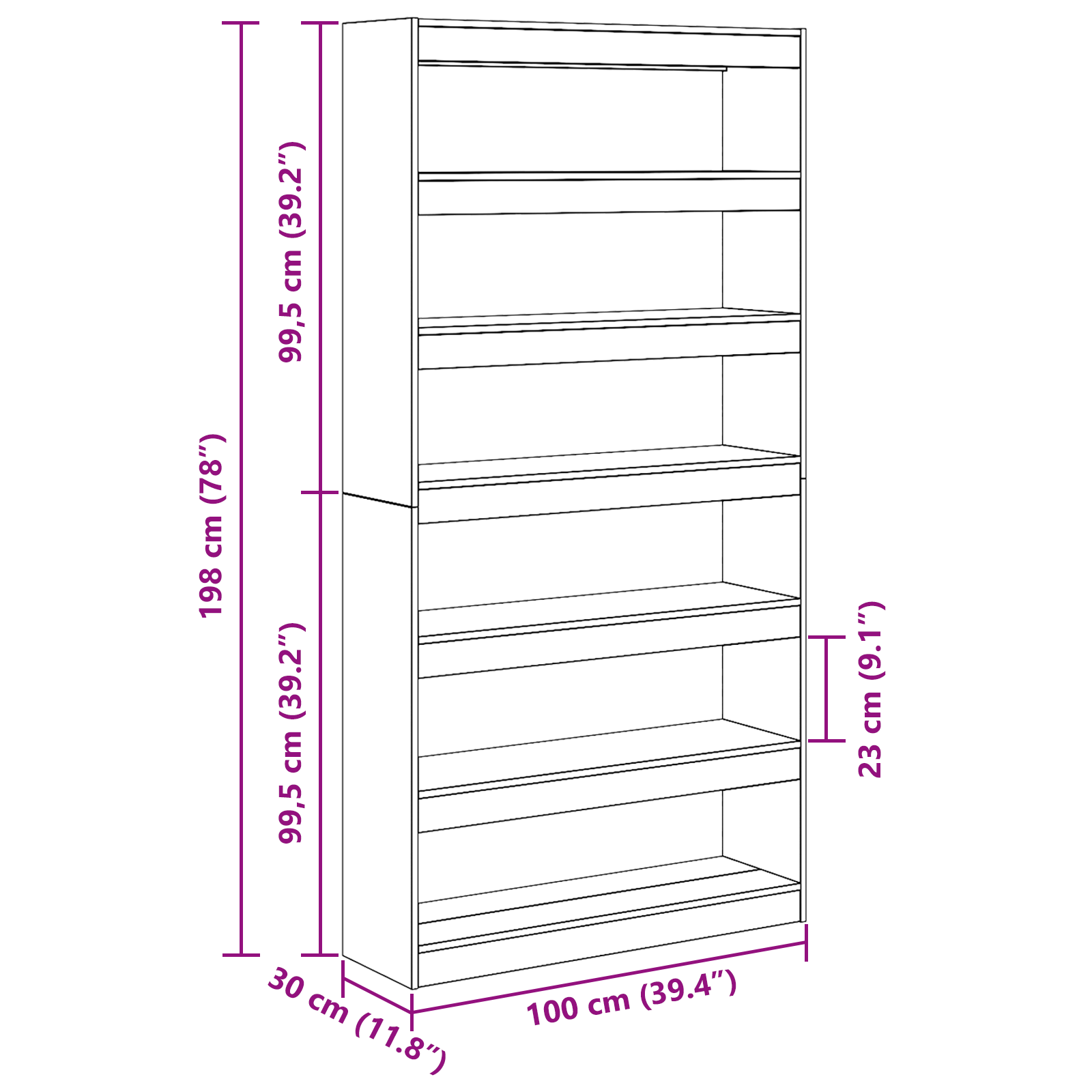 Raft de cărți/Separator pentru cameră Negru Stejar 100x30x198 cm Lemn prelucrat GartenMobel Dekor