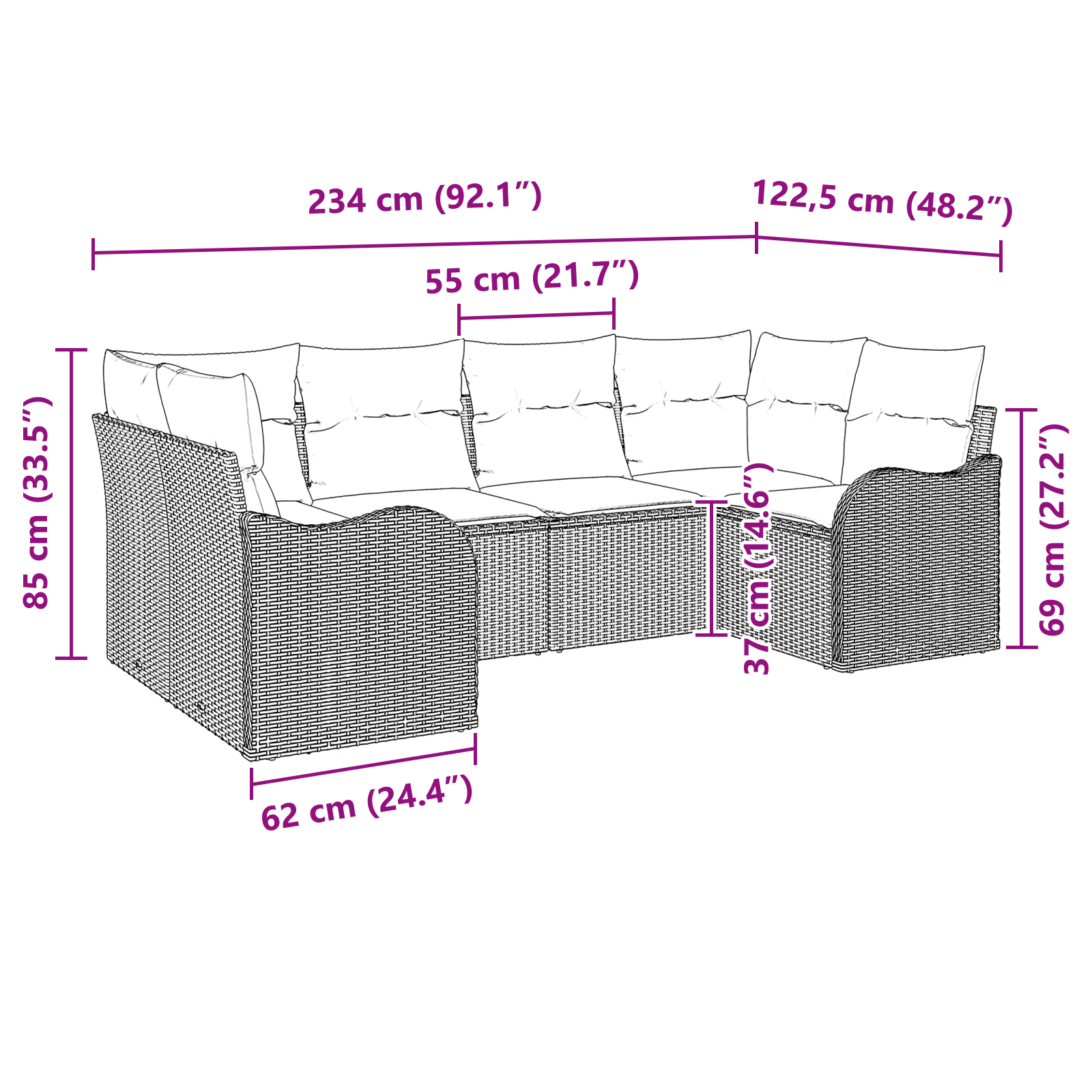 Set canapea grădină cu perne bej din ratan poli GartenMobel Dekor