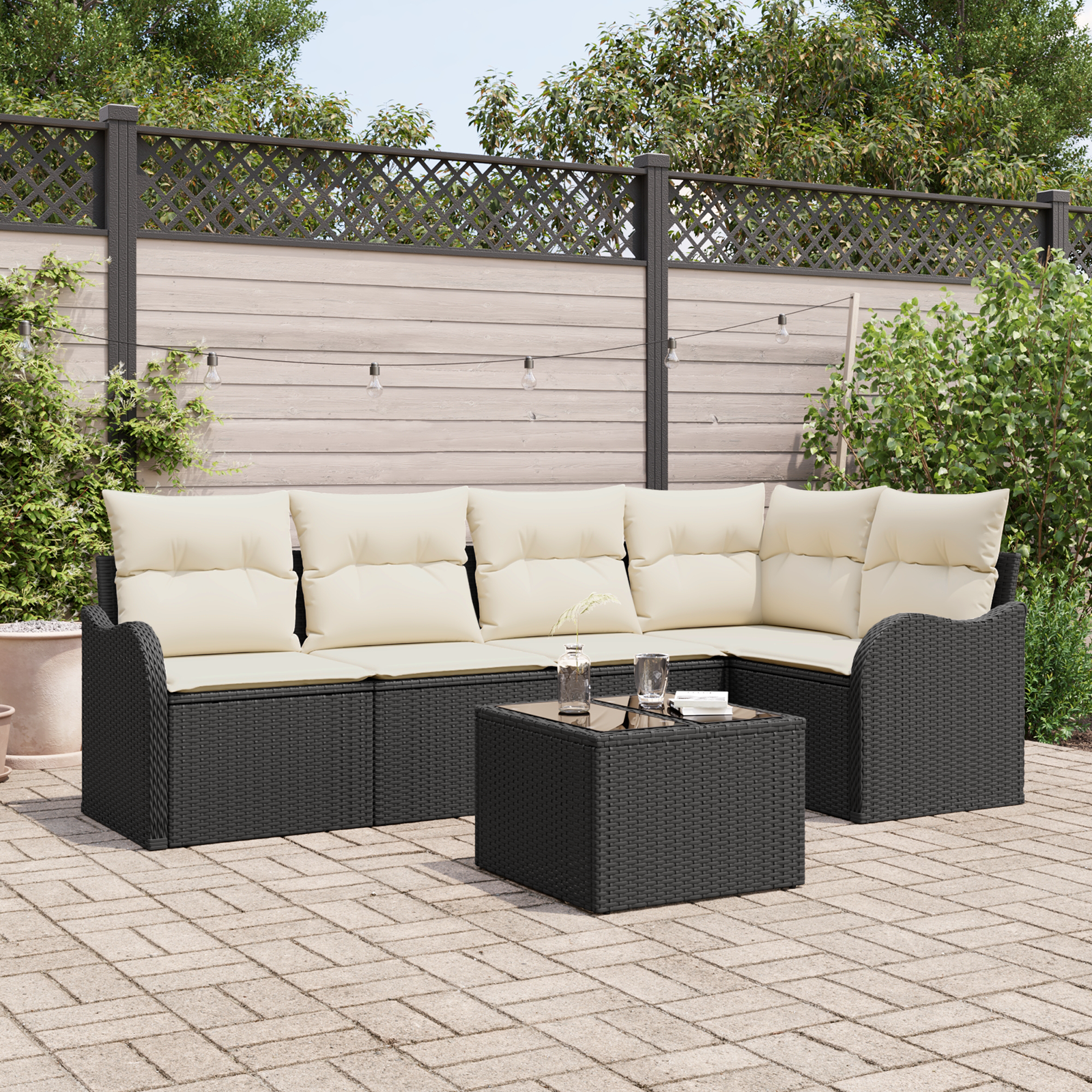 Set canapea modulară 5 piese grădină perne Brown Poly Rattan GartenMobel Dekor