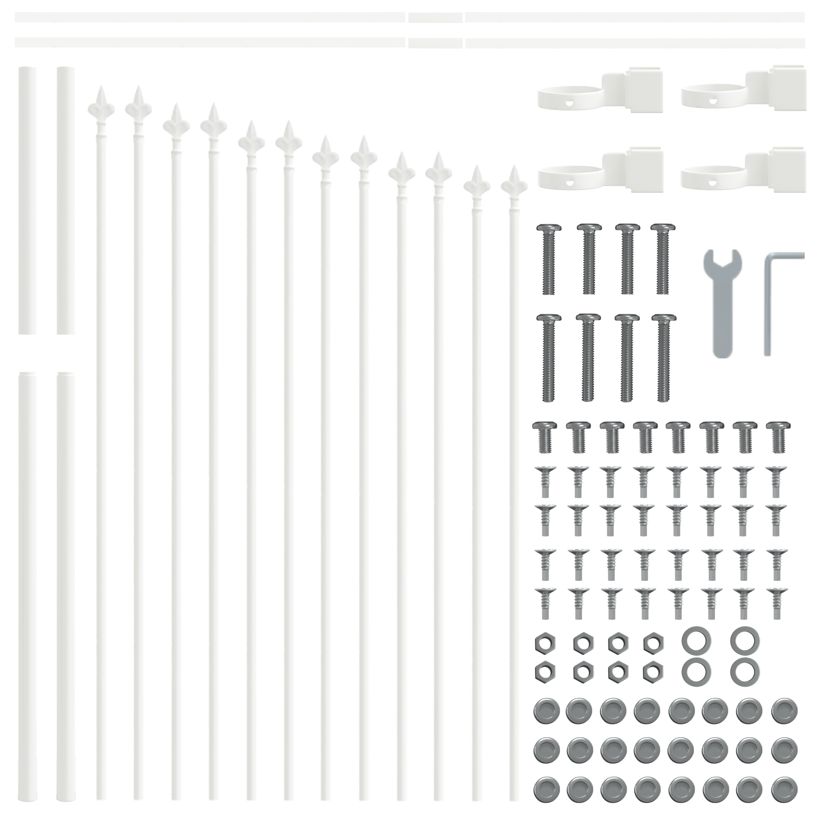 Gard de grădină cu vârf arcuit, alb, 11.9x1 m, oțel GartenMobel Dekor