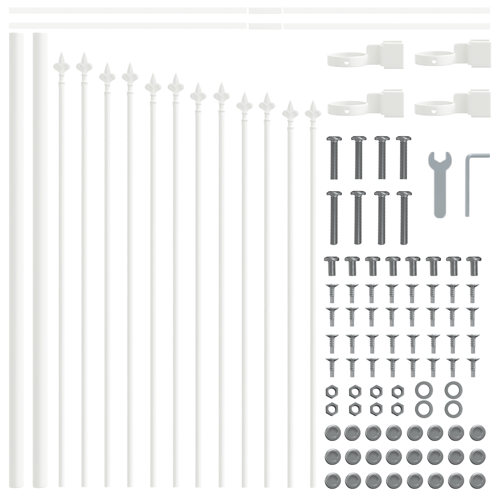 Gard de grădină cu vârf arcuit, alb, 13.6x0.75 m, oțel GartenMobel Dekor