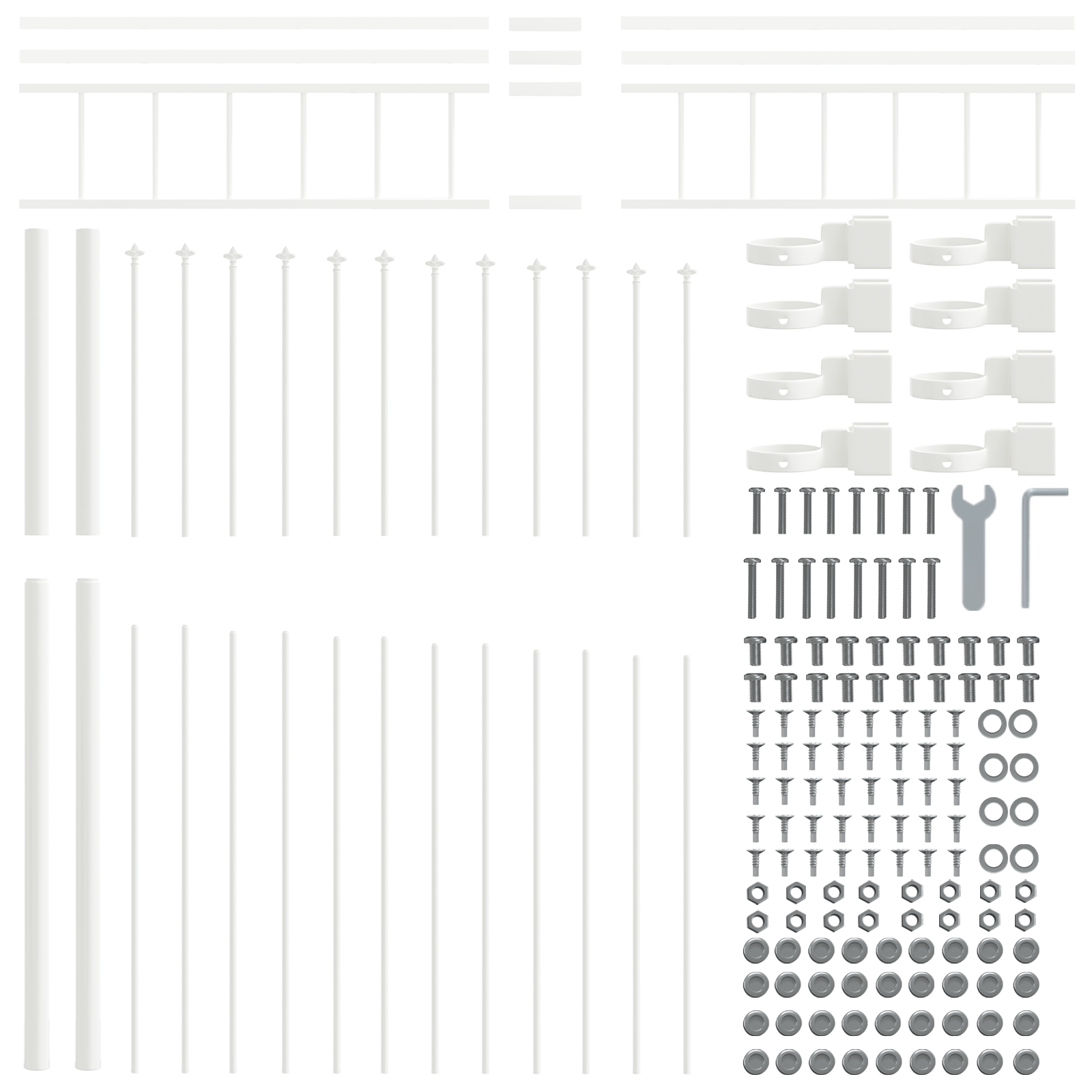 Gard de grădină cu vârf arcuit, alb, 6,8x2 m, oțel GartenMobel Dekor