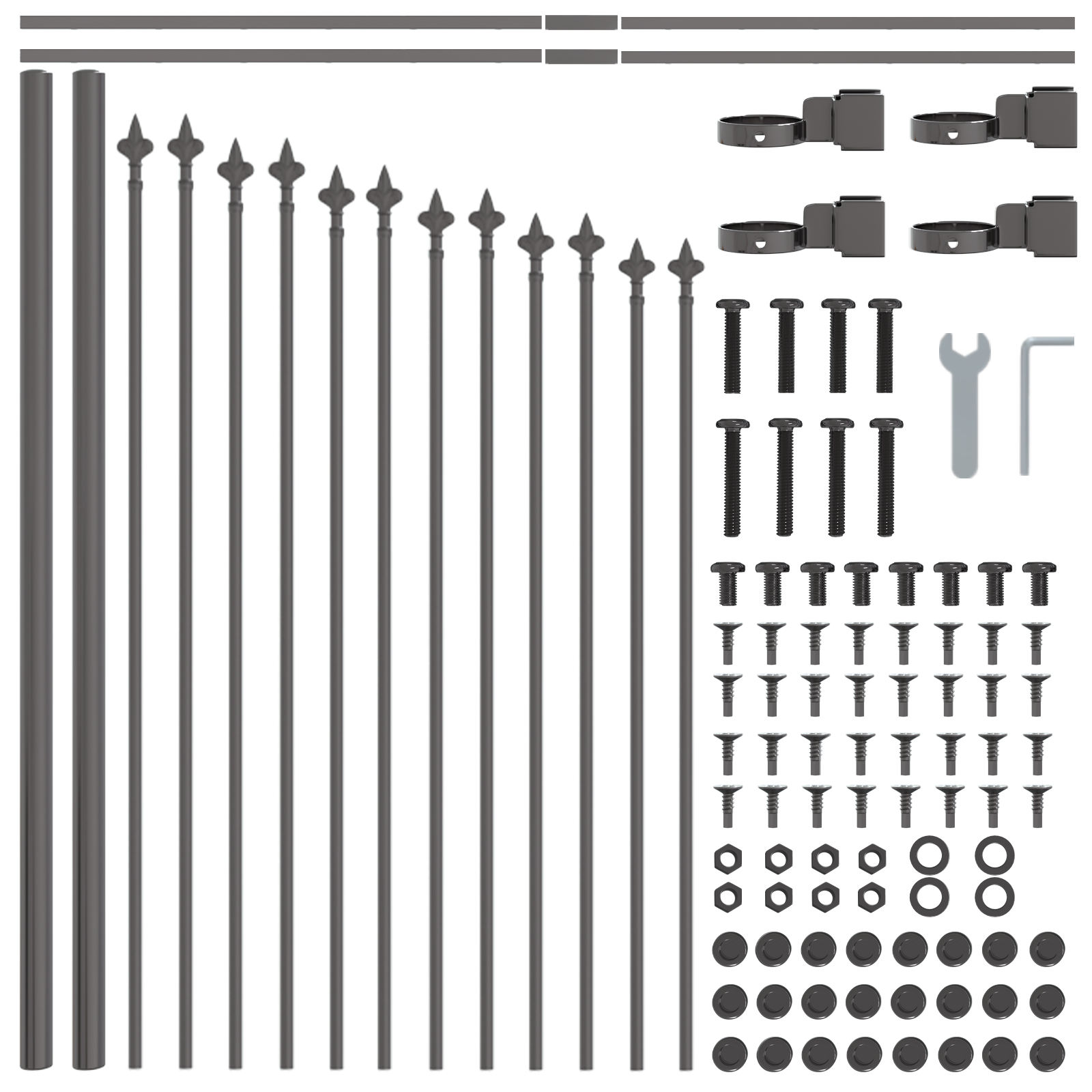 Gard de grădină cu vârf arcuit, gri, 10.2x0.75 m, oțel GartenMobel Dekor