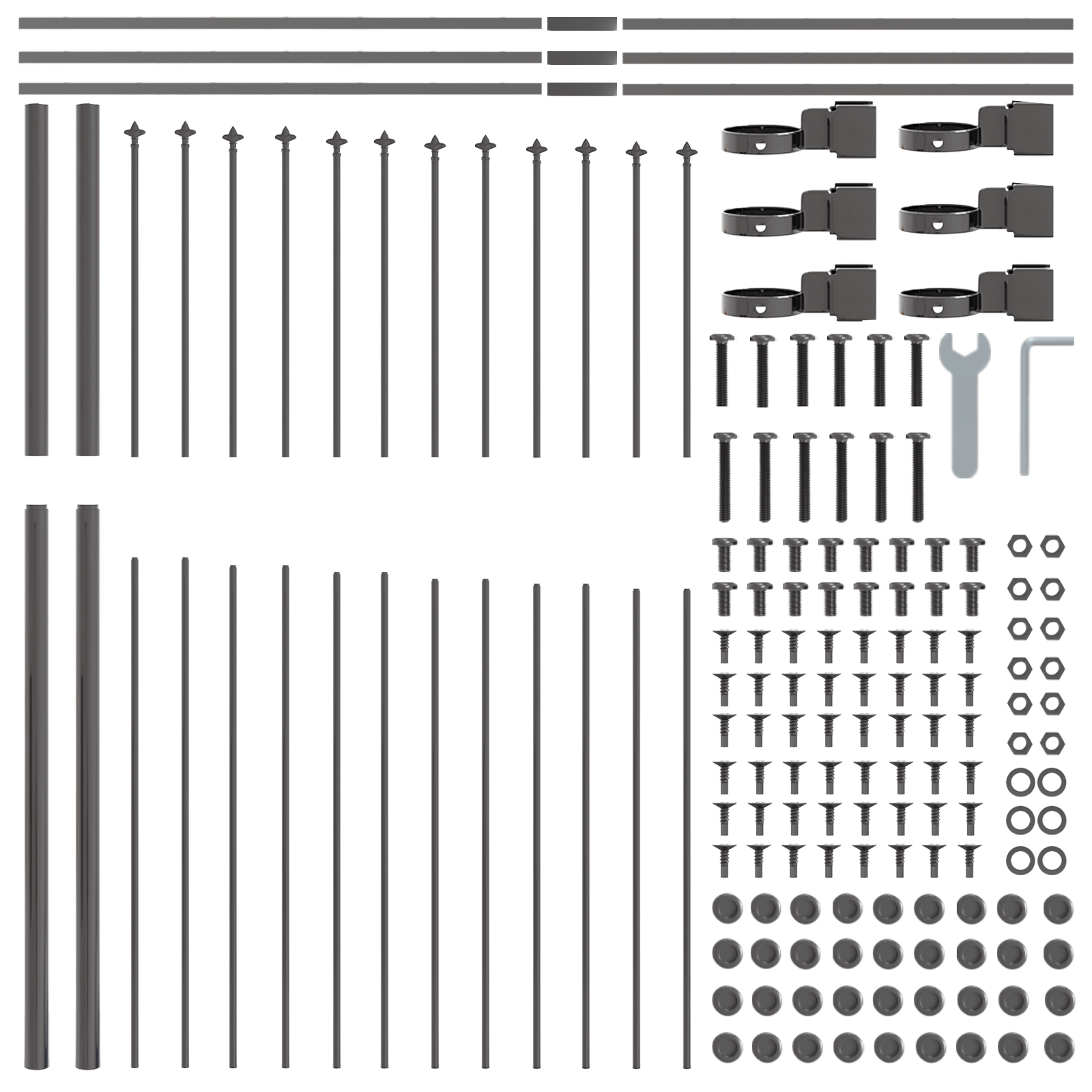 Gard de grădină cu vârf arcuit, gri, 11.9x1.75 m, oțel GartenMobel Dekor