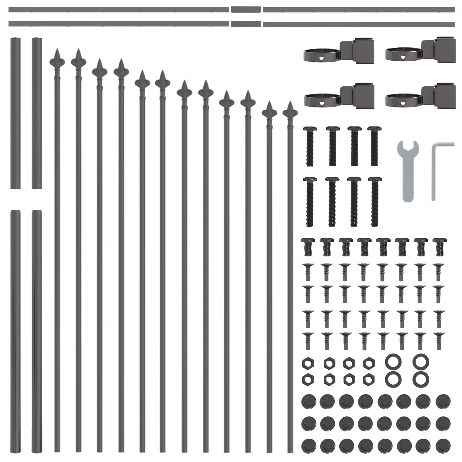 Gard de grădină cu vârf arcuit, gri, 13.6x1 m, oțel GartenMobel Dekor