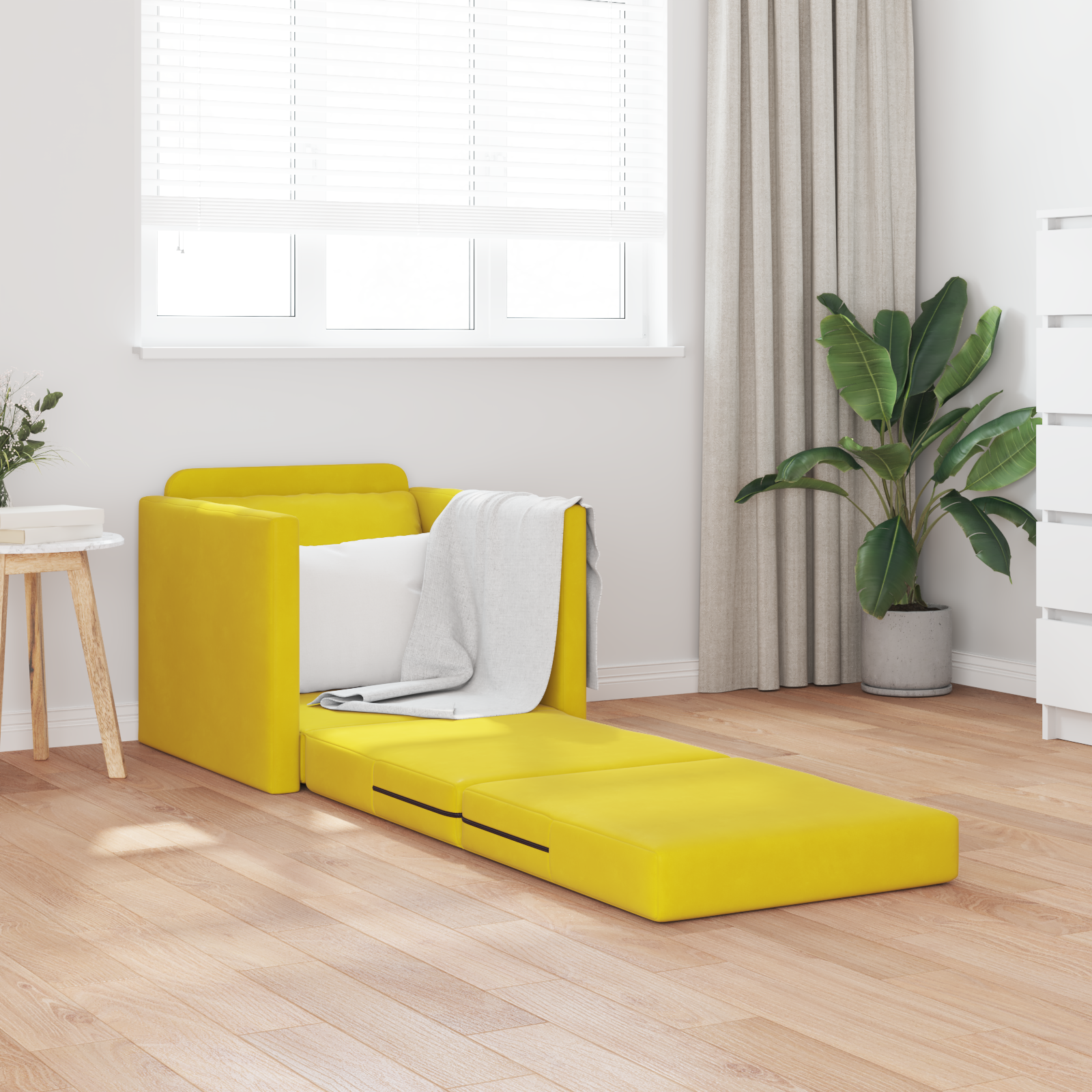 Canapea Pat 2 în 1 Galben Întunecat 74x77x81 cm Catifea GartenMobel Dekor