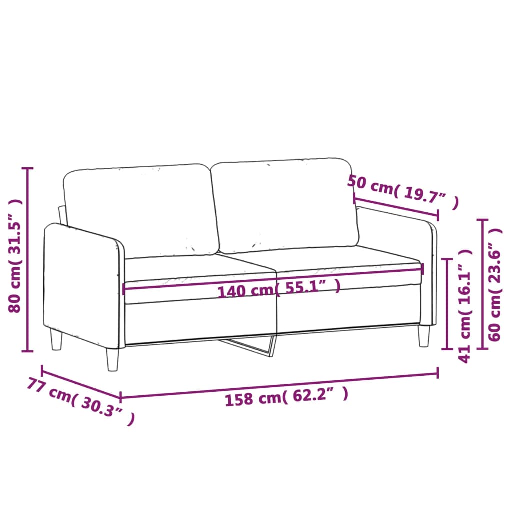 Canapea cu 2 locuri, roz, 140 cm, catifea GartenMobel Dekor