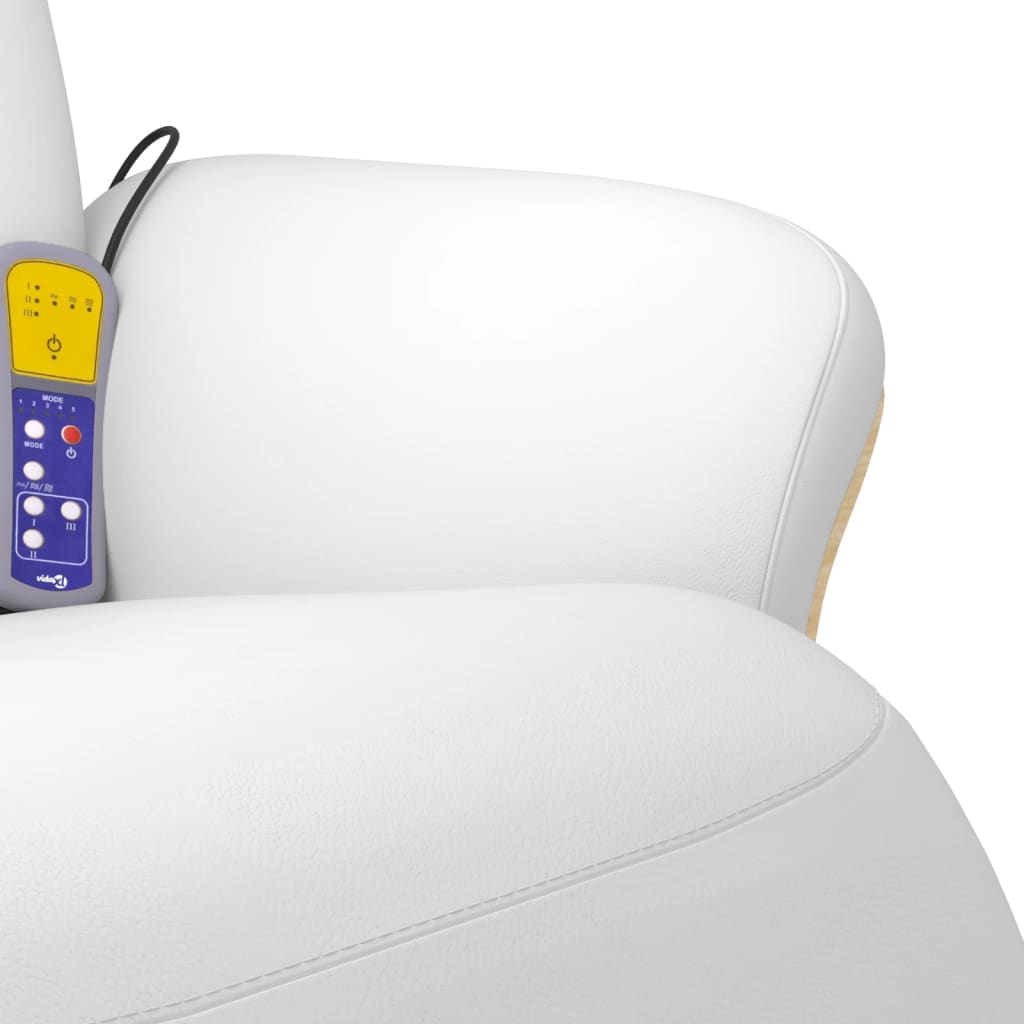 Fotoliu de masaj rabatabil, cu taburet, alb, piele ecologică GartenMobel Dekor