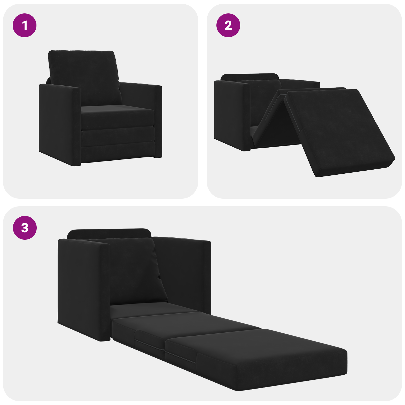 Sofa Pat 2-in-1 Negru 74x77x81 cm Catifea GartenMobel Dekor