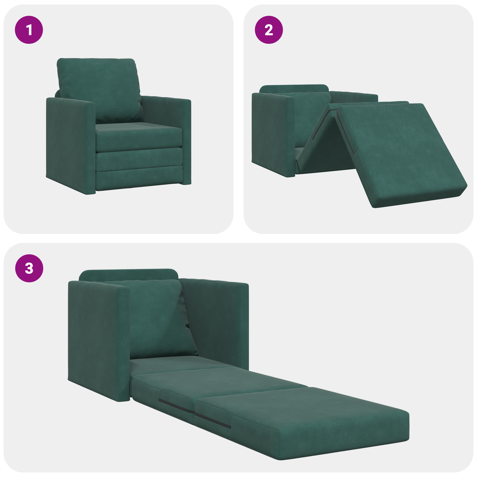 Sofa Pat 2 în 1 Verde închis 74x77x81 cm Catifea GartenMobel Dekor