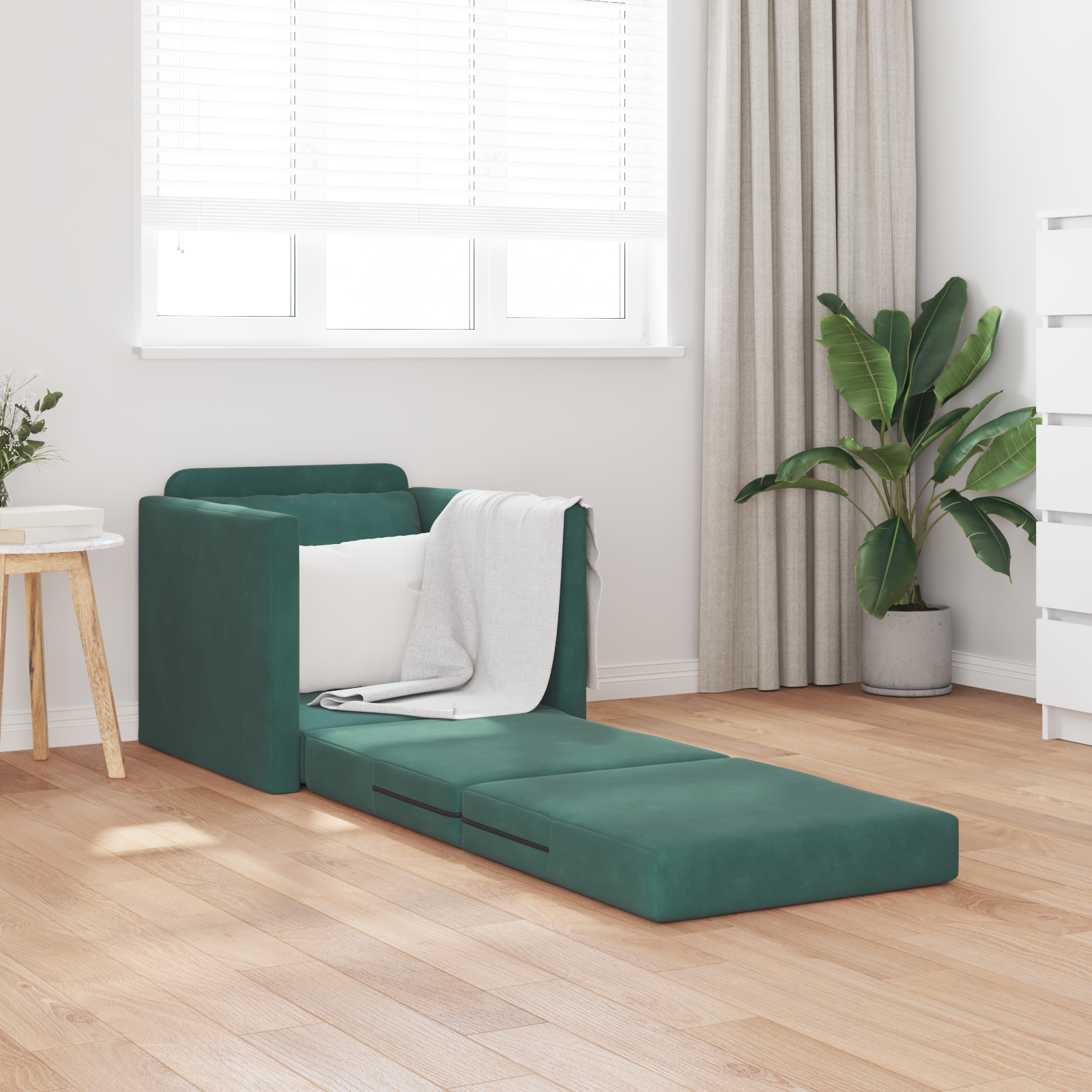 Sofa Pat 2 în 1 Verde închis 74x77x81 cm Catifea GartenMobel Dekor