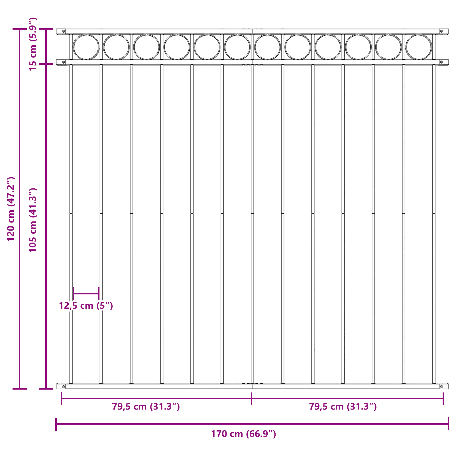 Gard de grădină, alb, 1,7x1.2 m, oțel GartenMobel Dekor