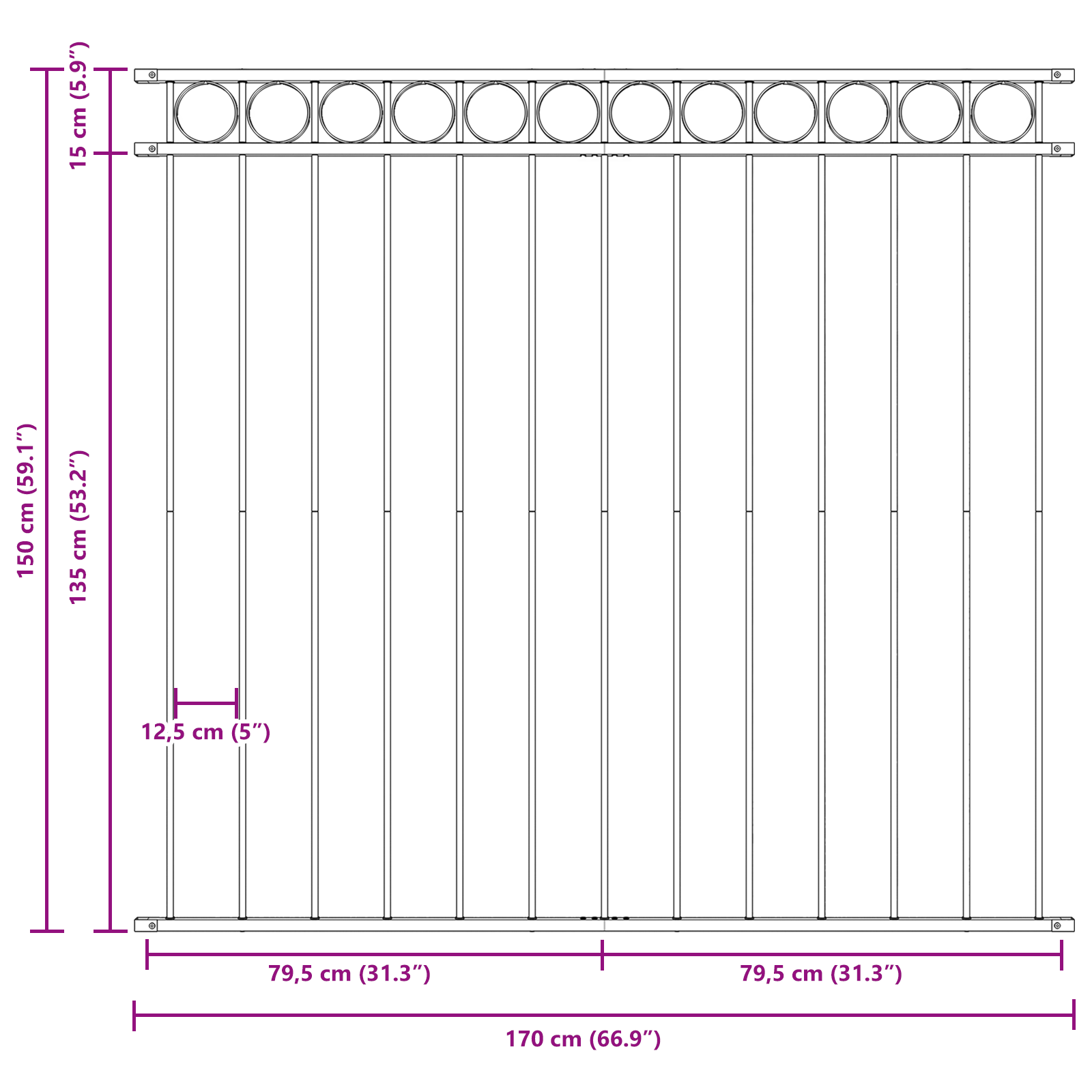 Gard de grădină, gri, 1,7x1.5 m, oțel GartenMobel Dekor