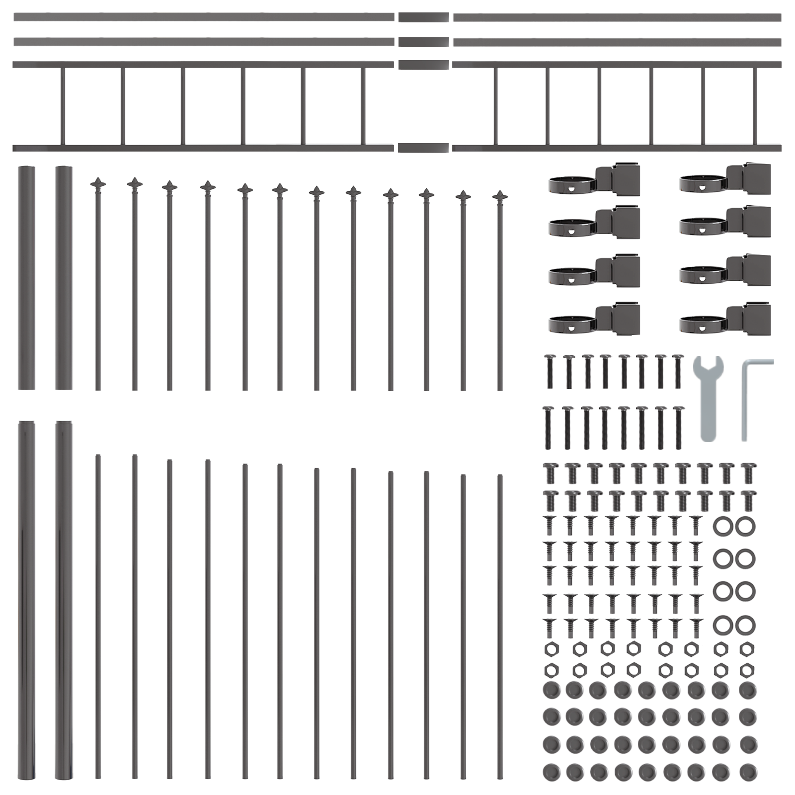 vitaXL Gard de grădină cu vârf arcuit, gri, 1,7x2 m, oțel GartenMobel Dekor